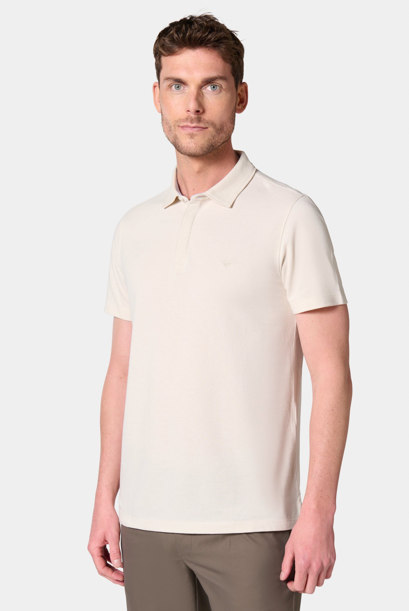 Polo en piqué coton manches courtes Jerem, coupe confortable, col chemise, coloris écru