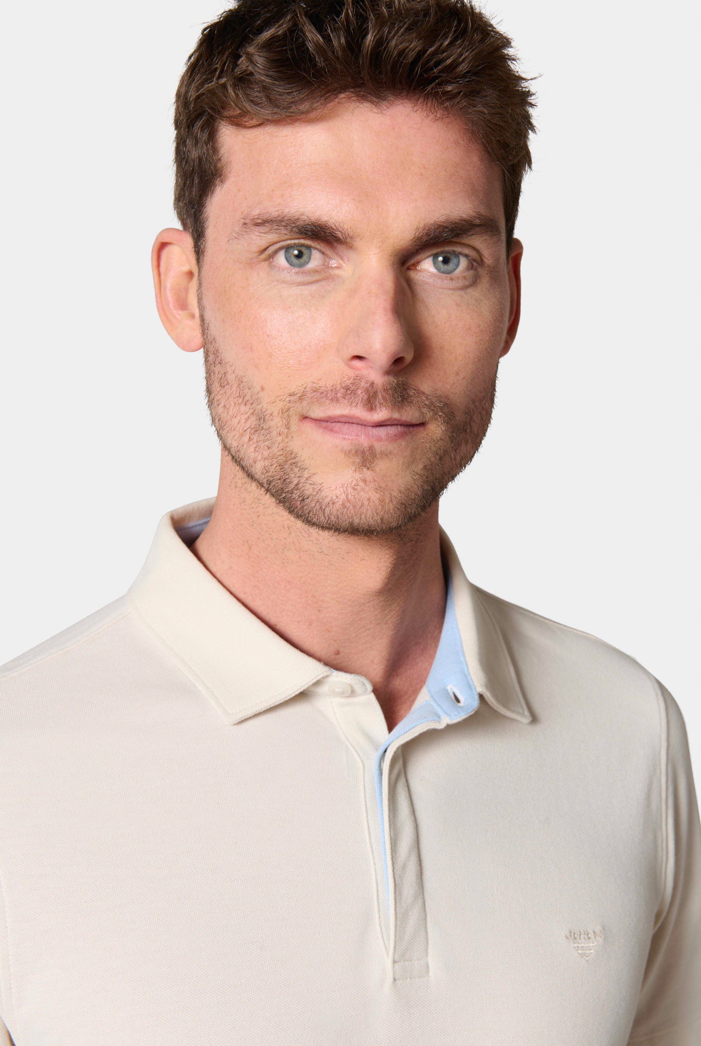 Polo, piqué coton manches courtes Jerem, col chemise, manches courtes, coloris écru