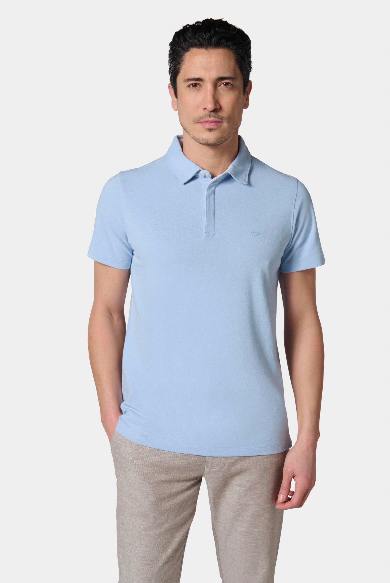 Piqué coton manches courtes — Polo Jerem, col chemise, manches courtes