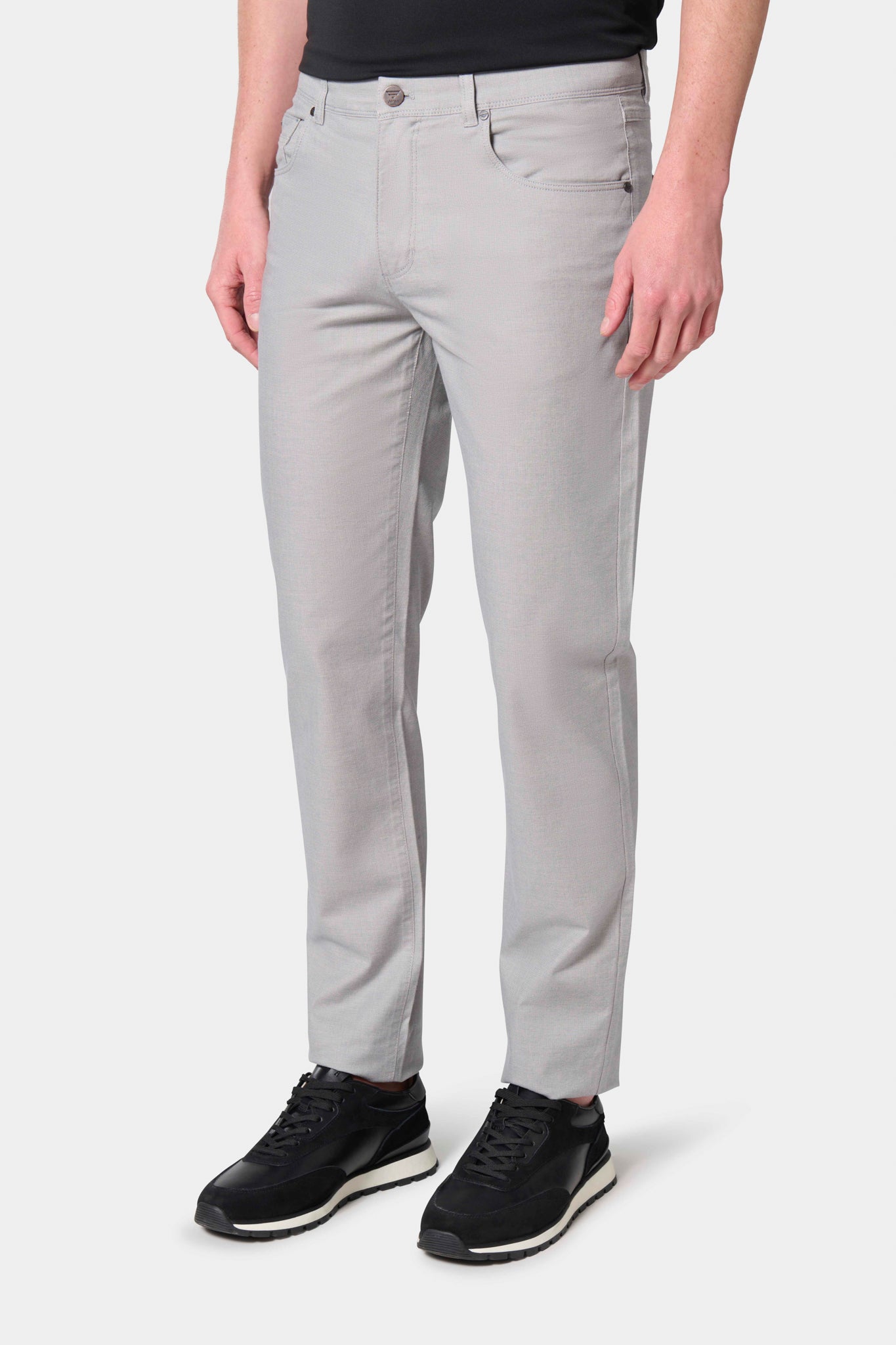 Pantalon 5 poches, coton stretch Jerem, coupe droite, poches plaquées surpiquées