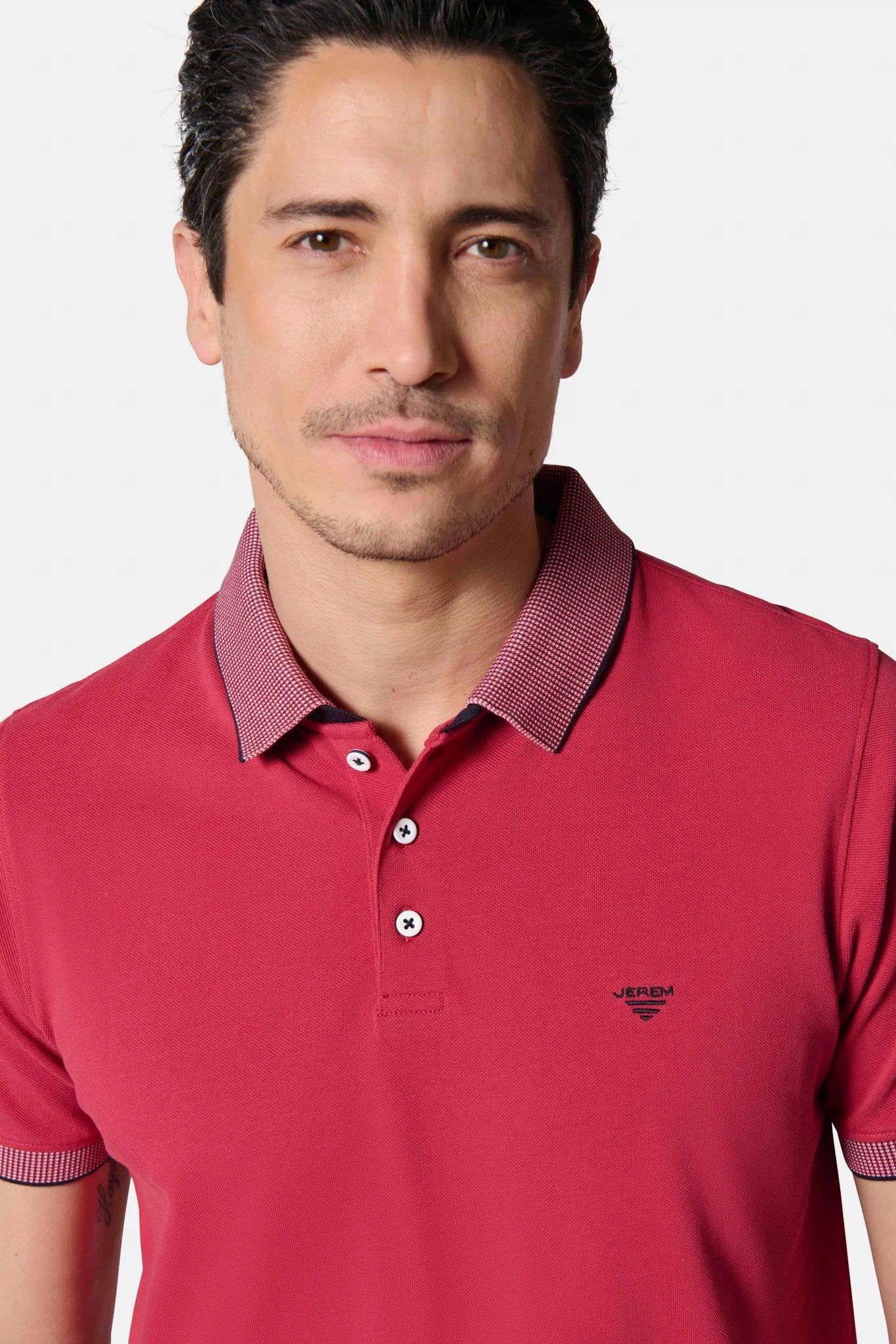 Polo jacri double col, finition bord-côte fantaisie manches courtes Jerem, manches courtes, coupe confortable