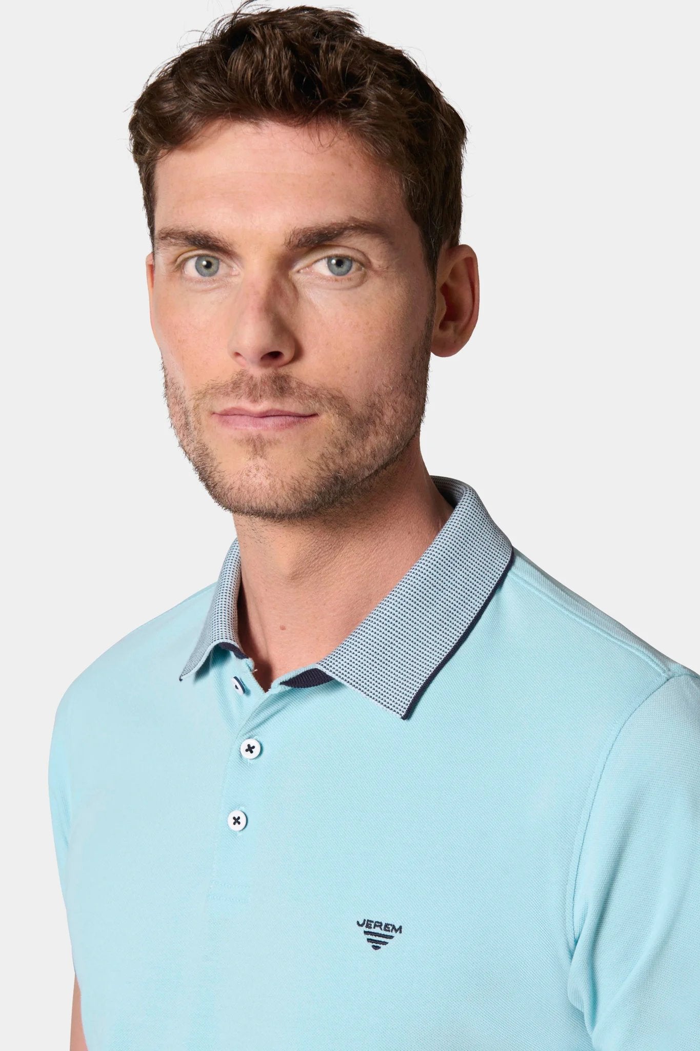 Polo jacri double col Jerem, col polo, manches courtes, coloris bleu ciel