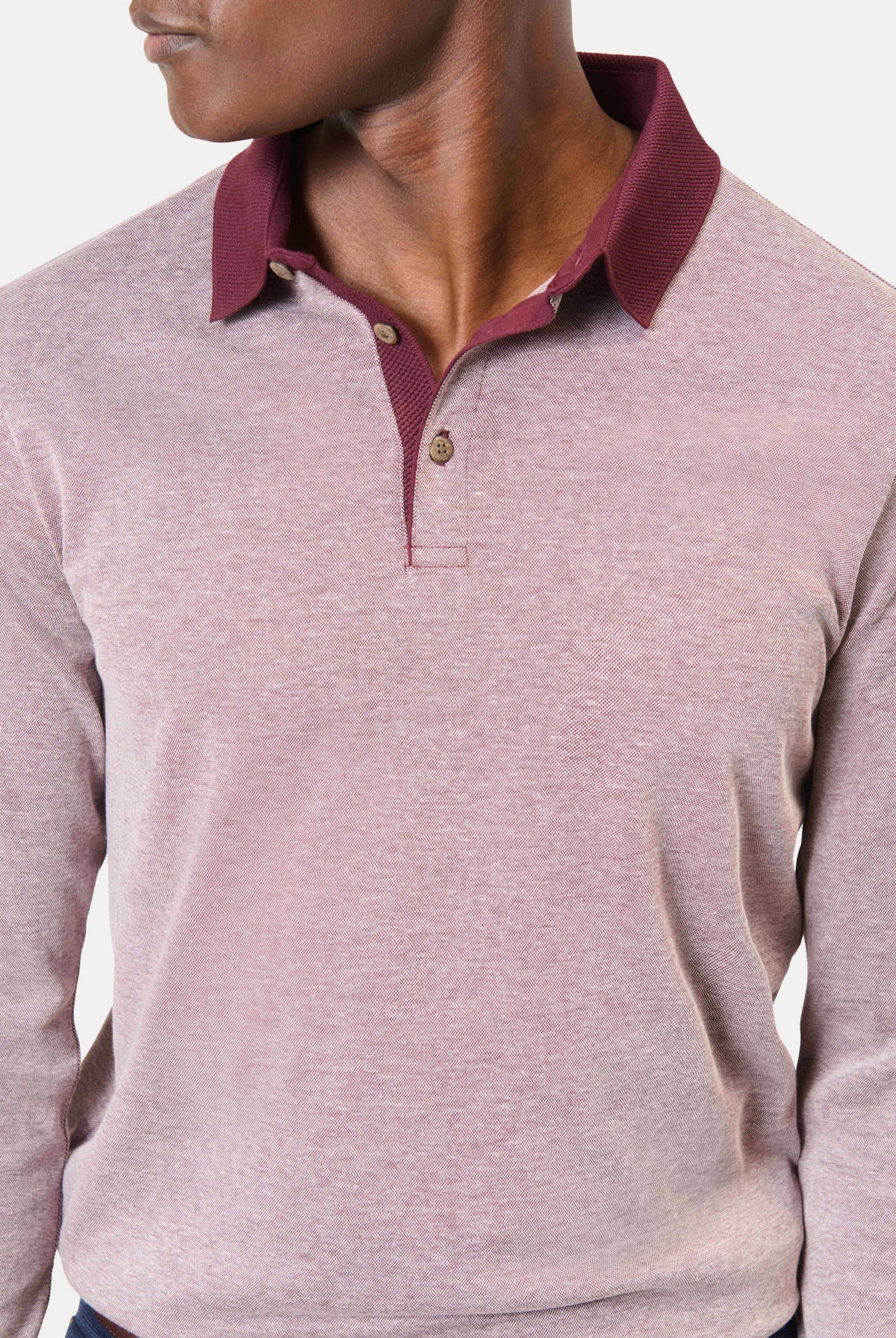 Polo manches longues en piqué col jacquard Jerem Paris, vue de face