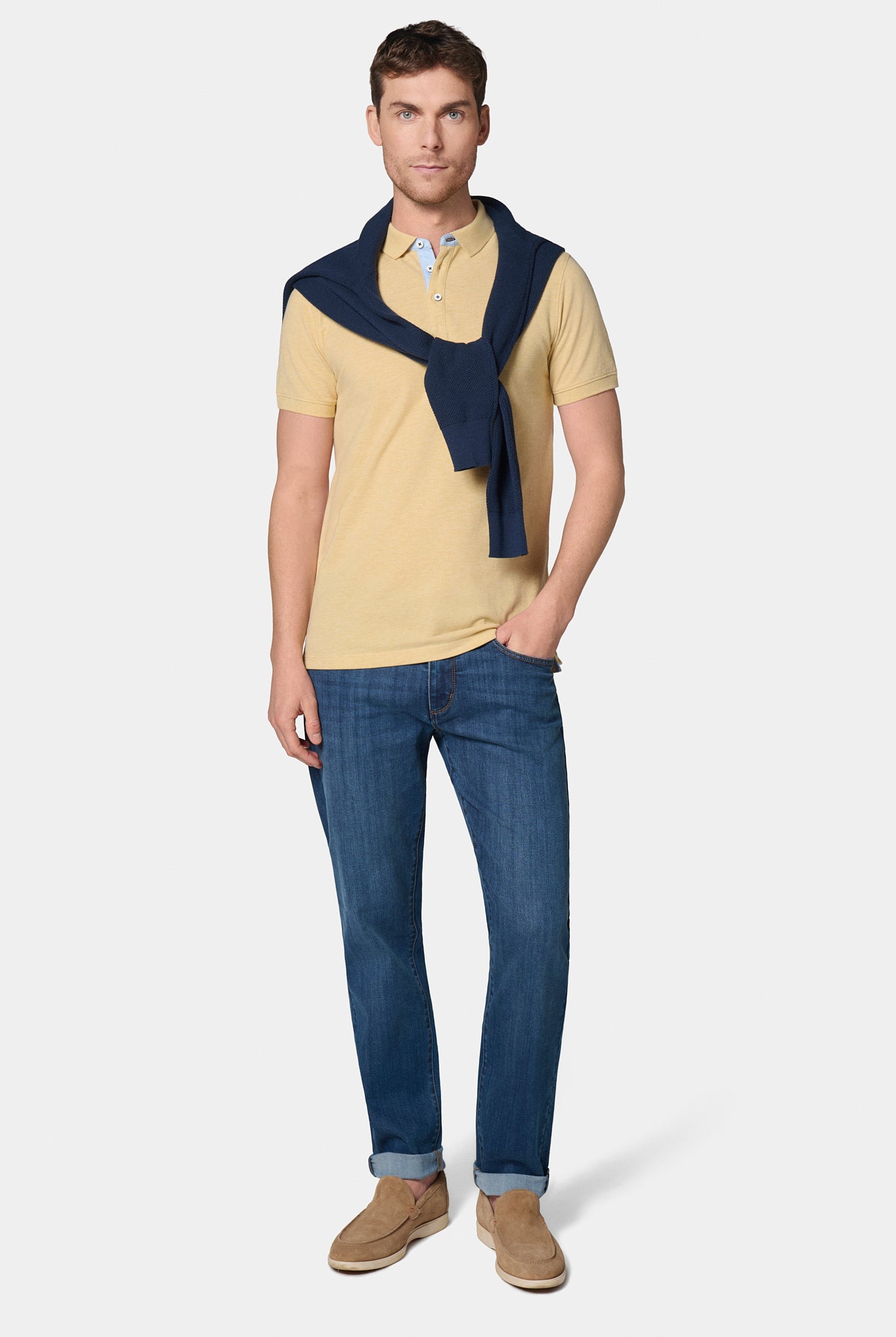 Polo manches courtes à boutons Jerem, manches courtes, coupe confortable, coloris beige