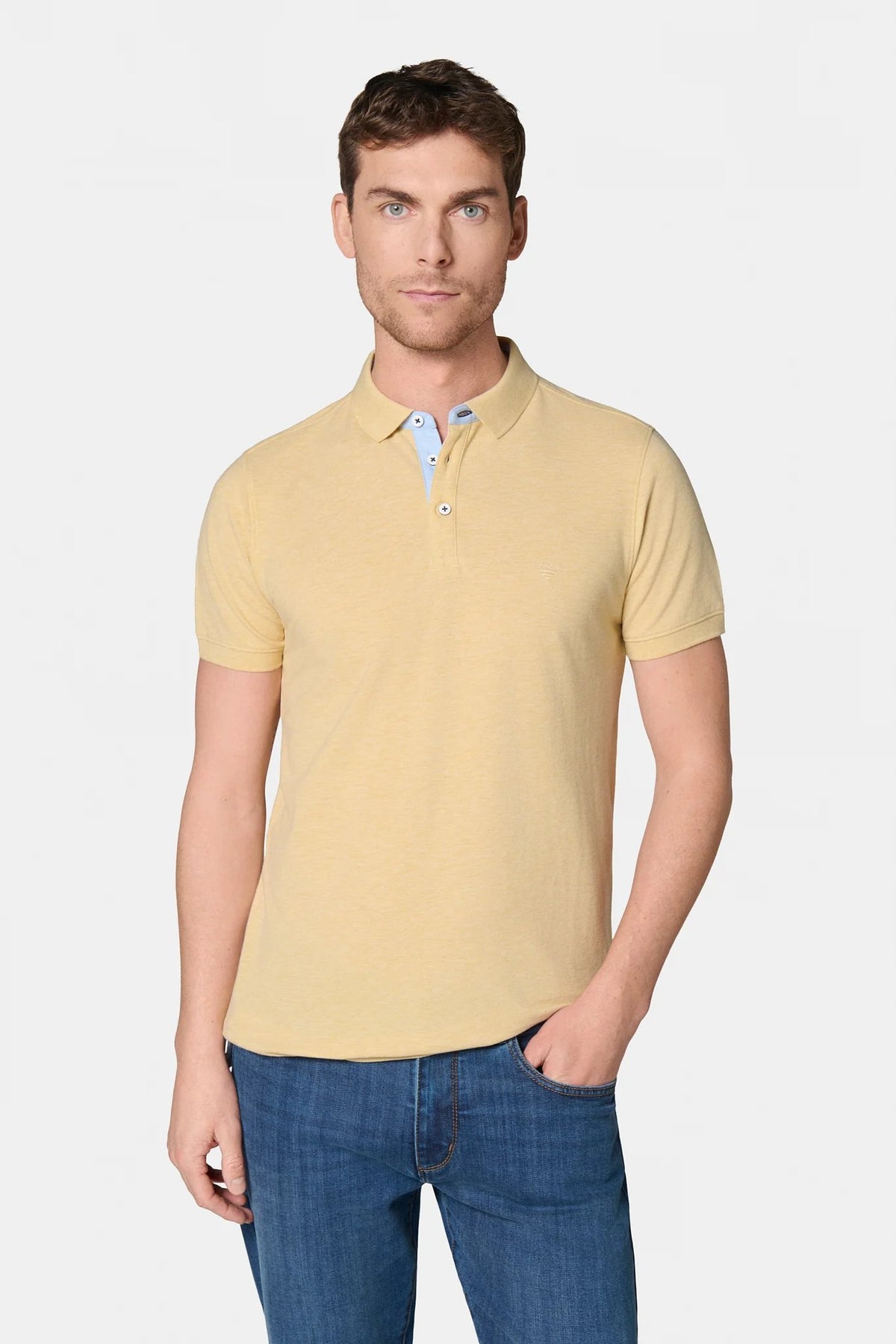 Jerem short-sleeved button polo, polo collar, short sleeves, beige