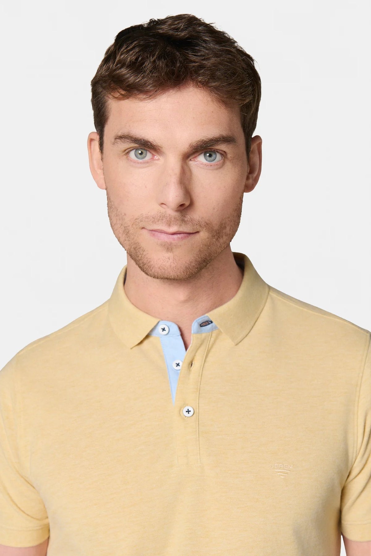 Jerem short-sleeved button polo, comfort fit, polo collar, beige