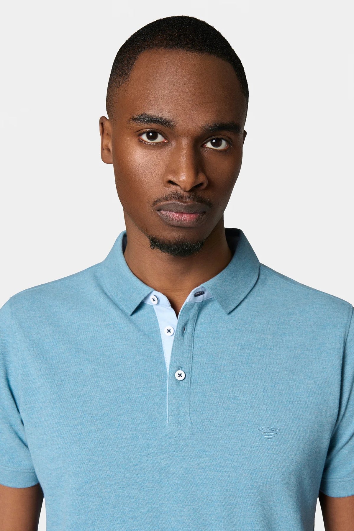 Jerem short-sleeved button polo, short sleeves, comfort fit, sky blue