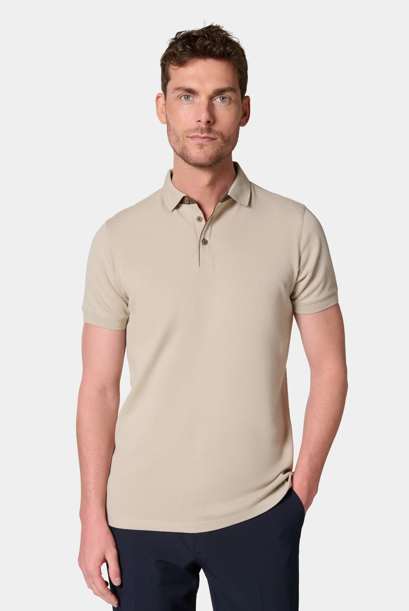 Coton jacquard manches courtes — Polo Jerem, coupe confortable, col polo
