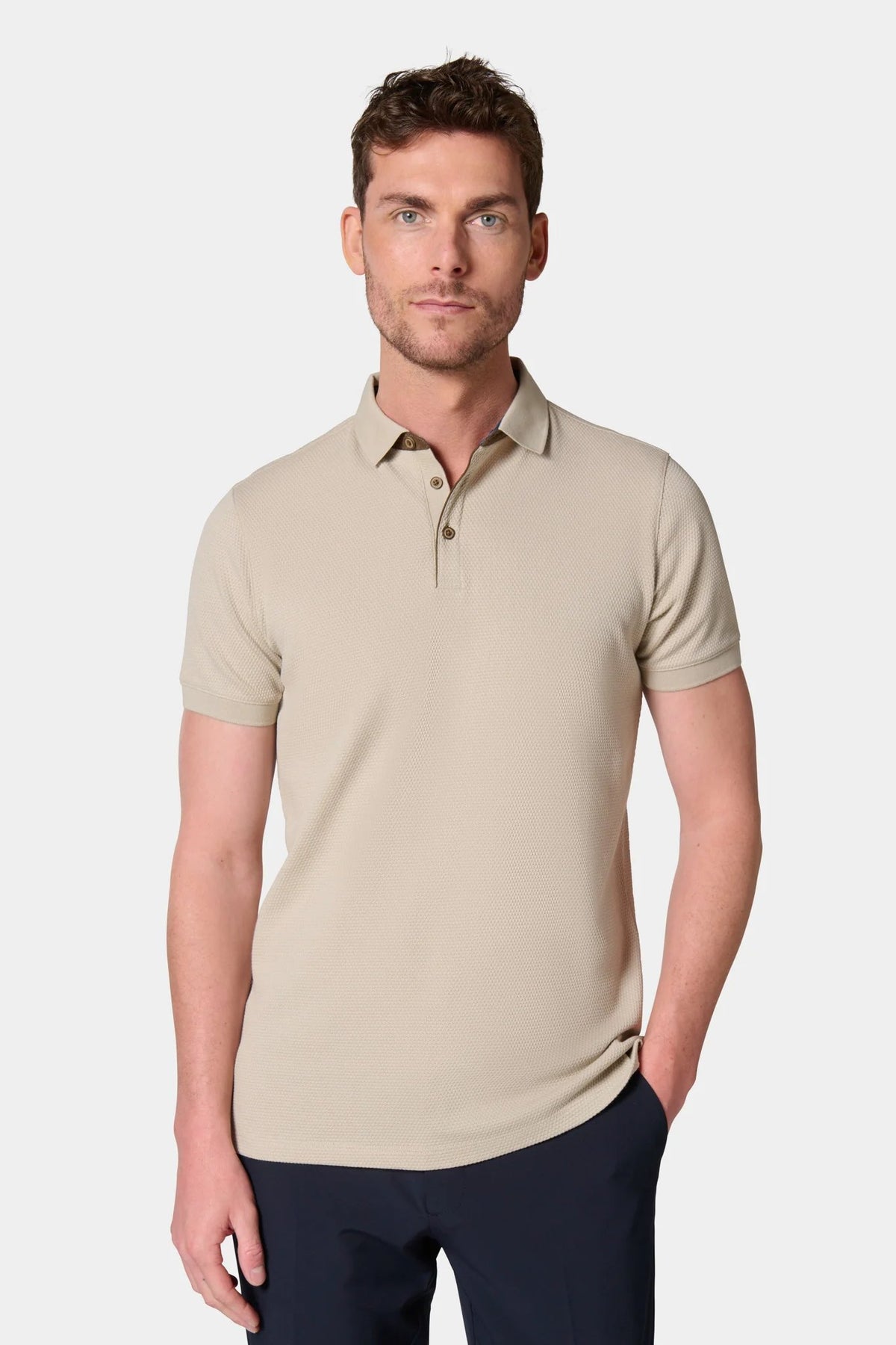 Coton jacquard manches courtes — Polo Jerem, coupe confortable, col polo