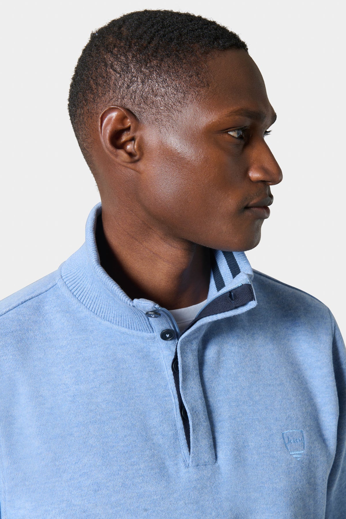 Zipped high-neck polo with embroidered logo