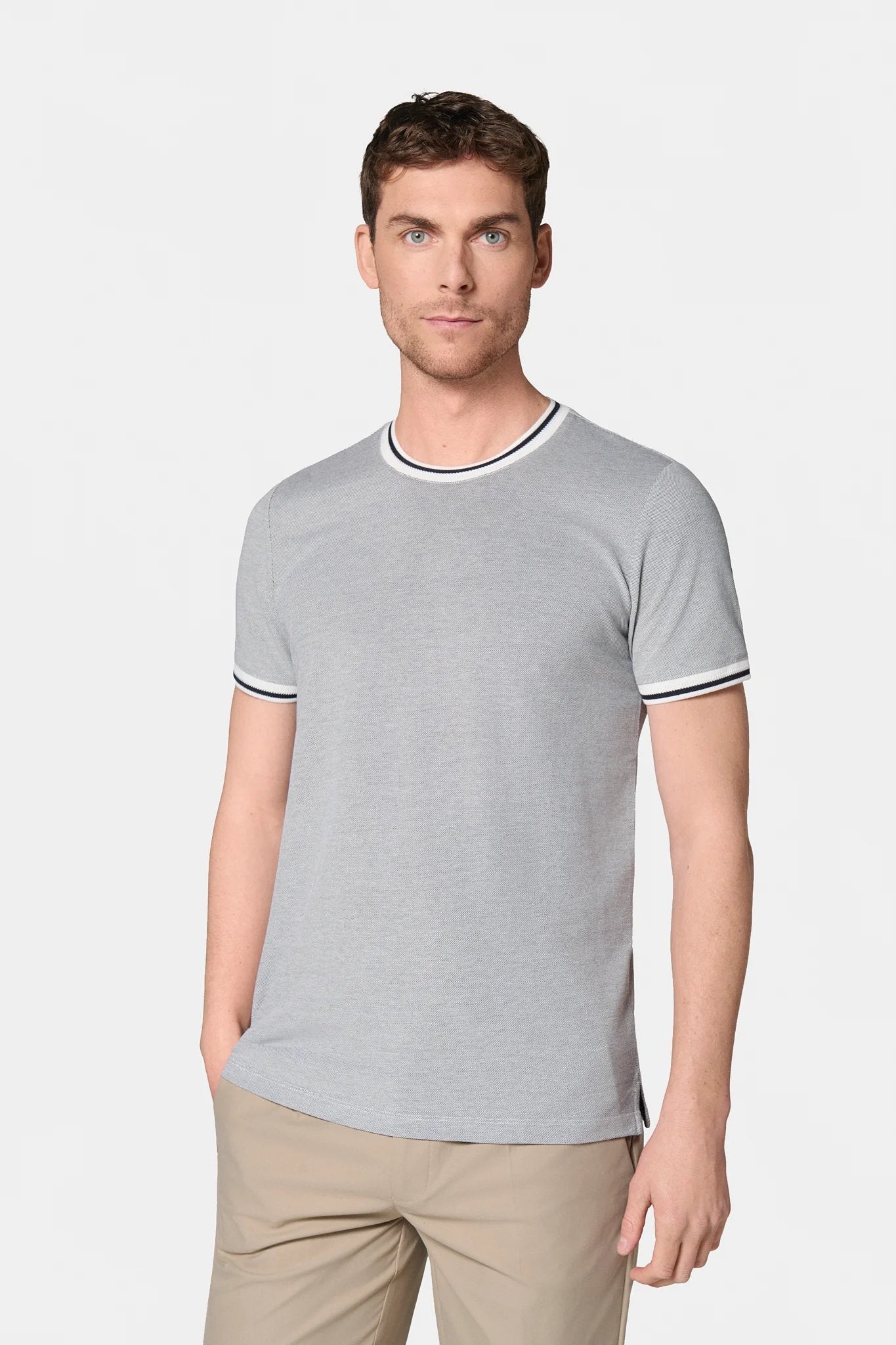 T-shirt en piqué de coton bicolore, Jerem