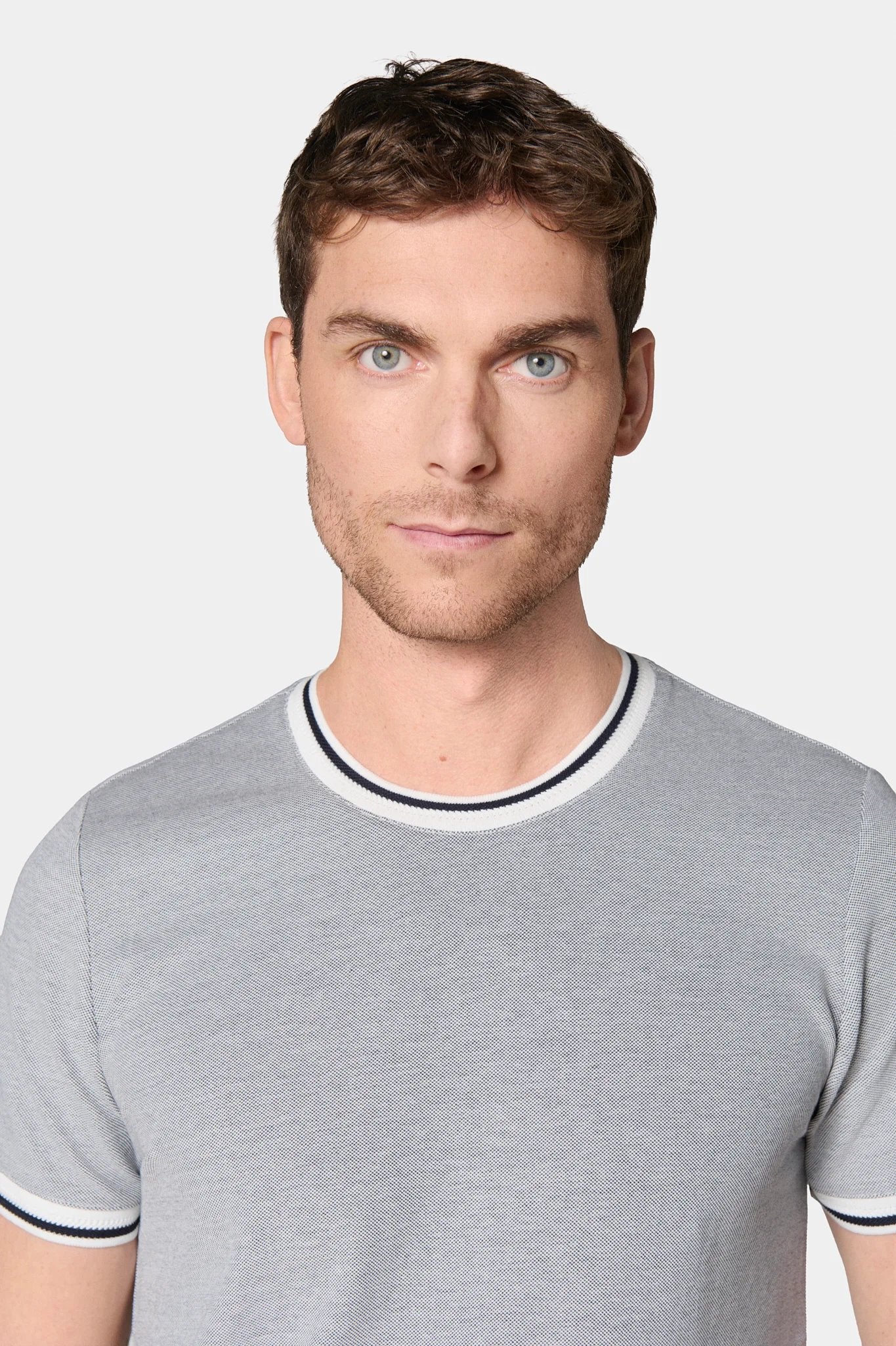 T-shirt en piqué de coton bicolore Jerem, manches courtes