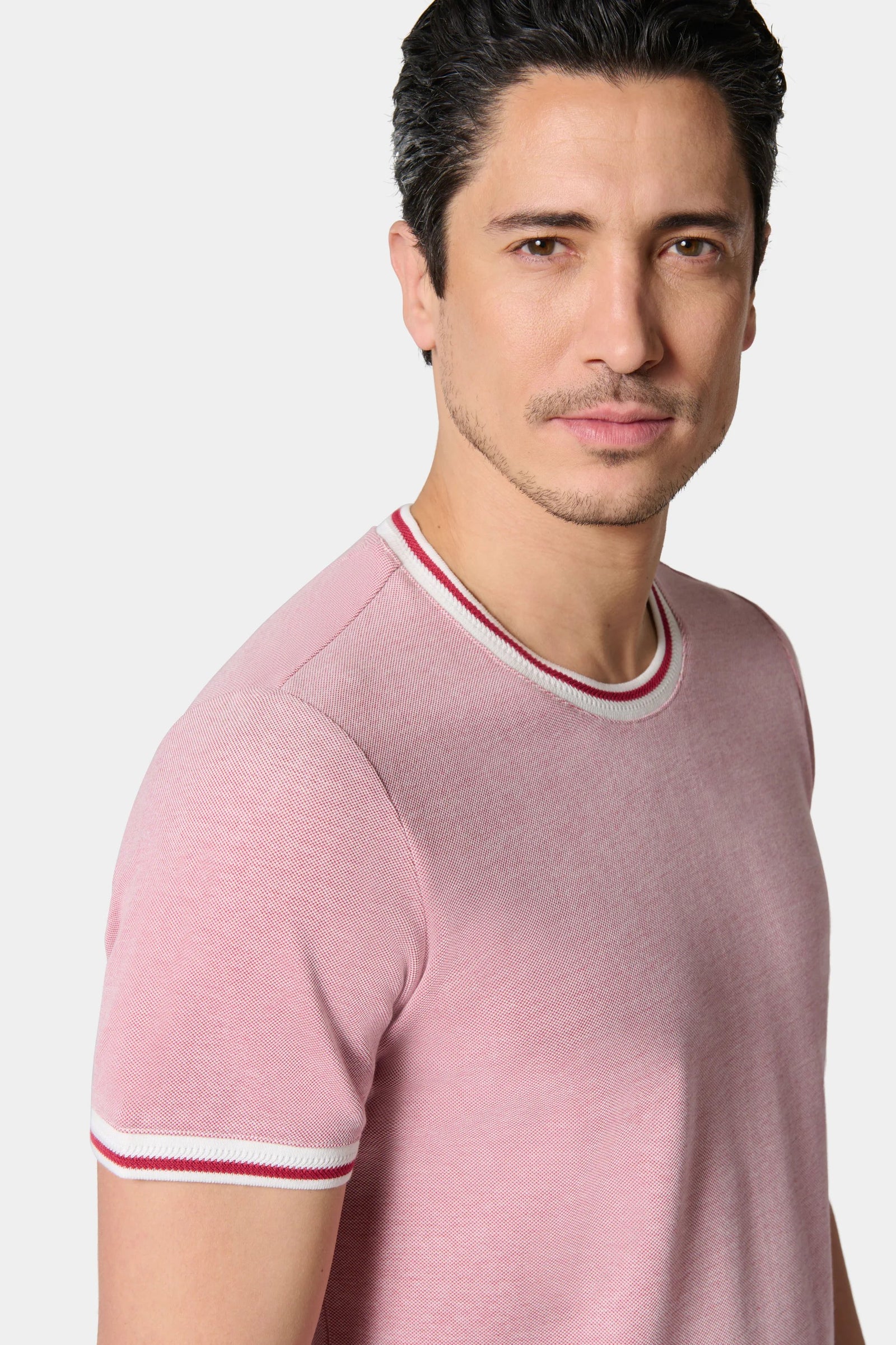 Piqué de coton bicolore — T-shirt Jerem, manches courtes, coupe confortable