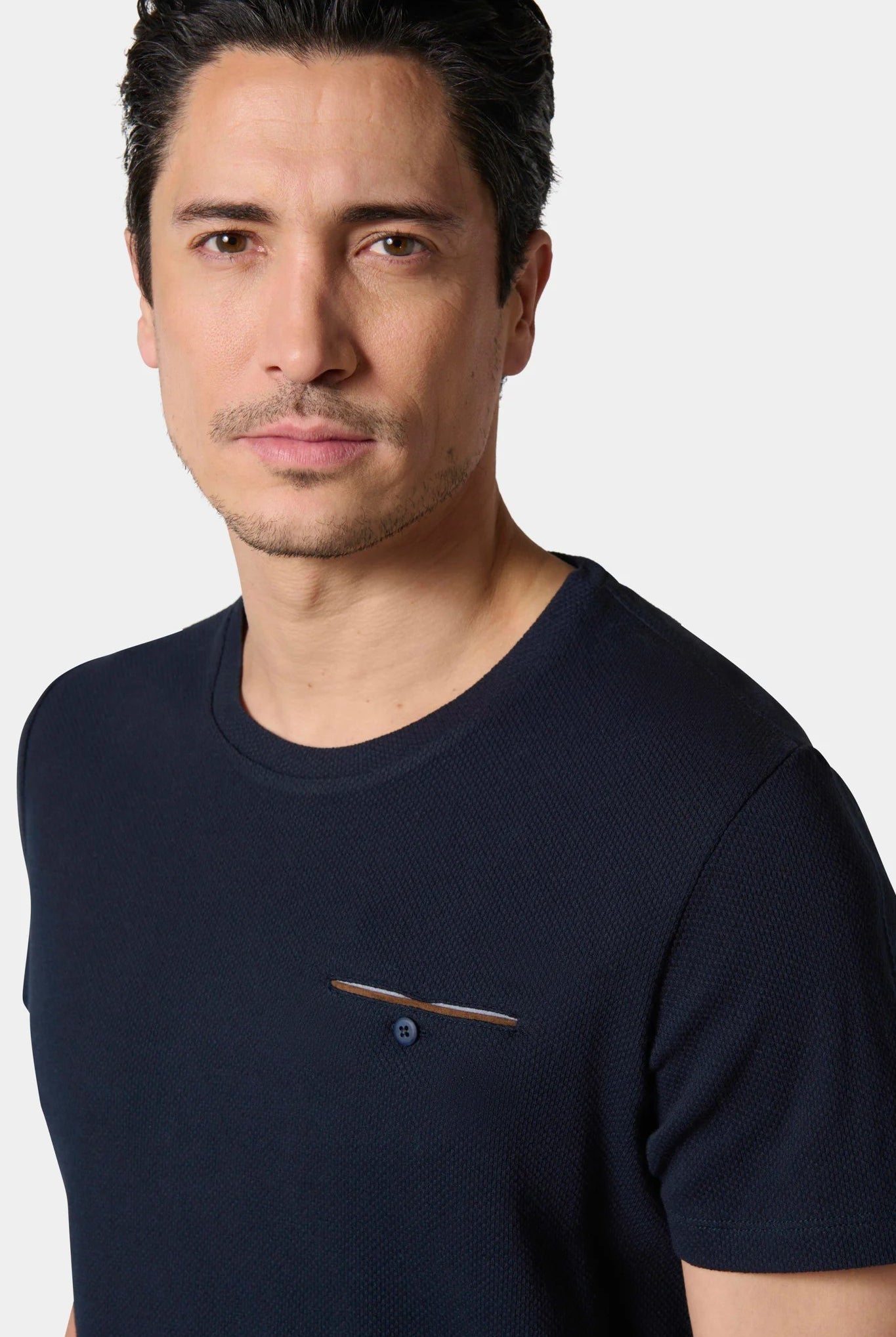 T-shirt en jacquard Jerem, poche poitrine, manches courtes