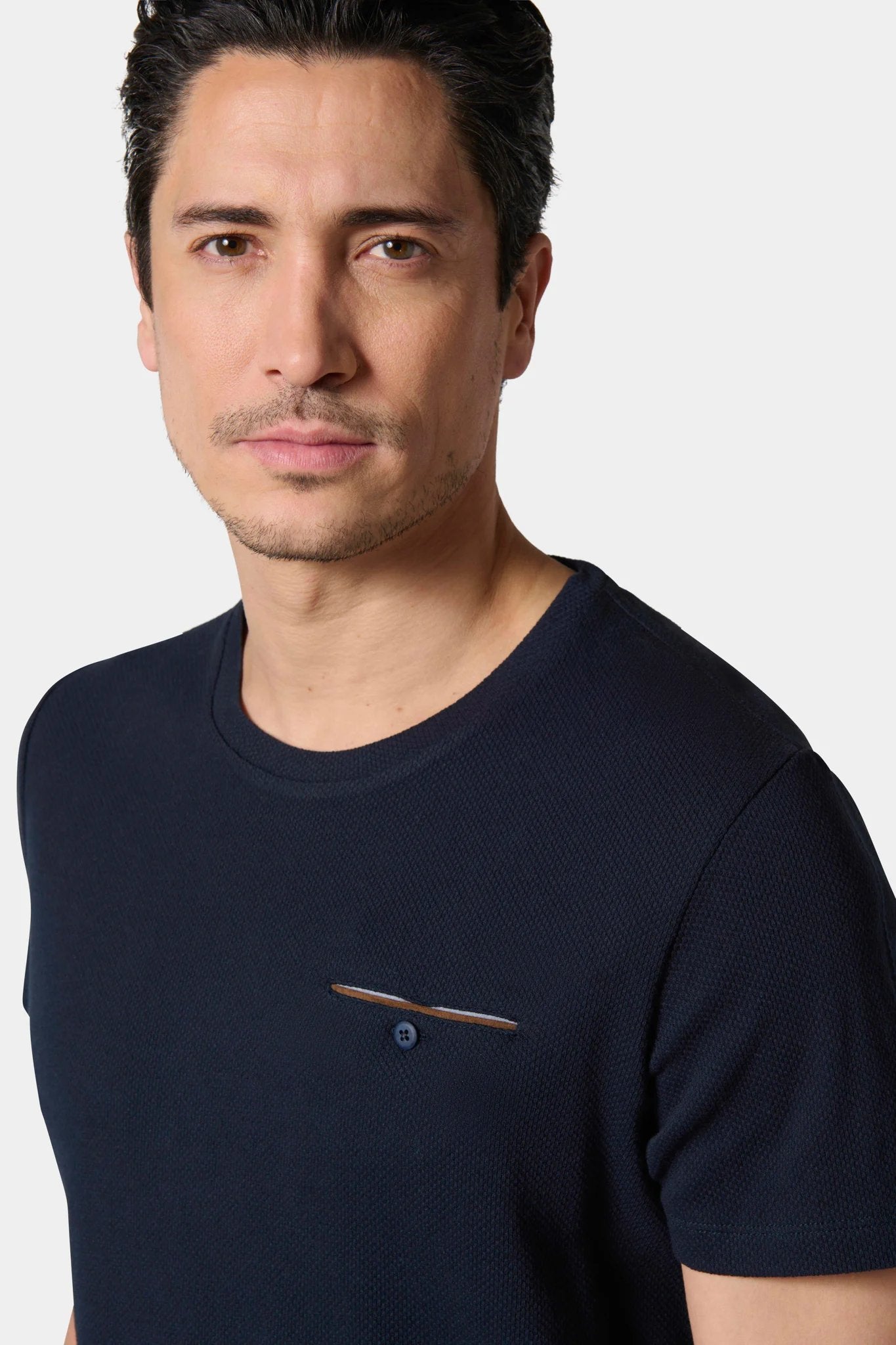 T-shirt en jacquard Jerem, poche poitrine, manches courtes