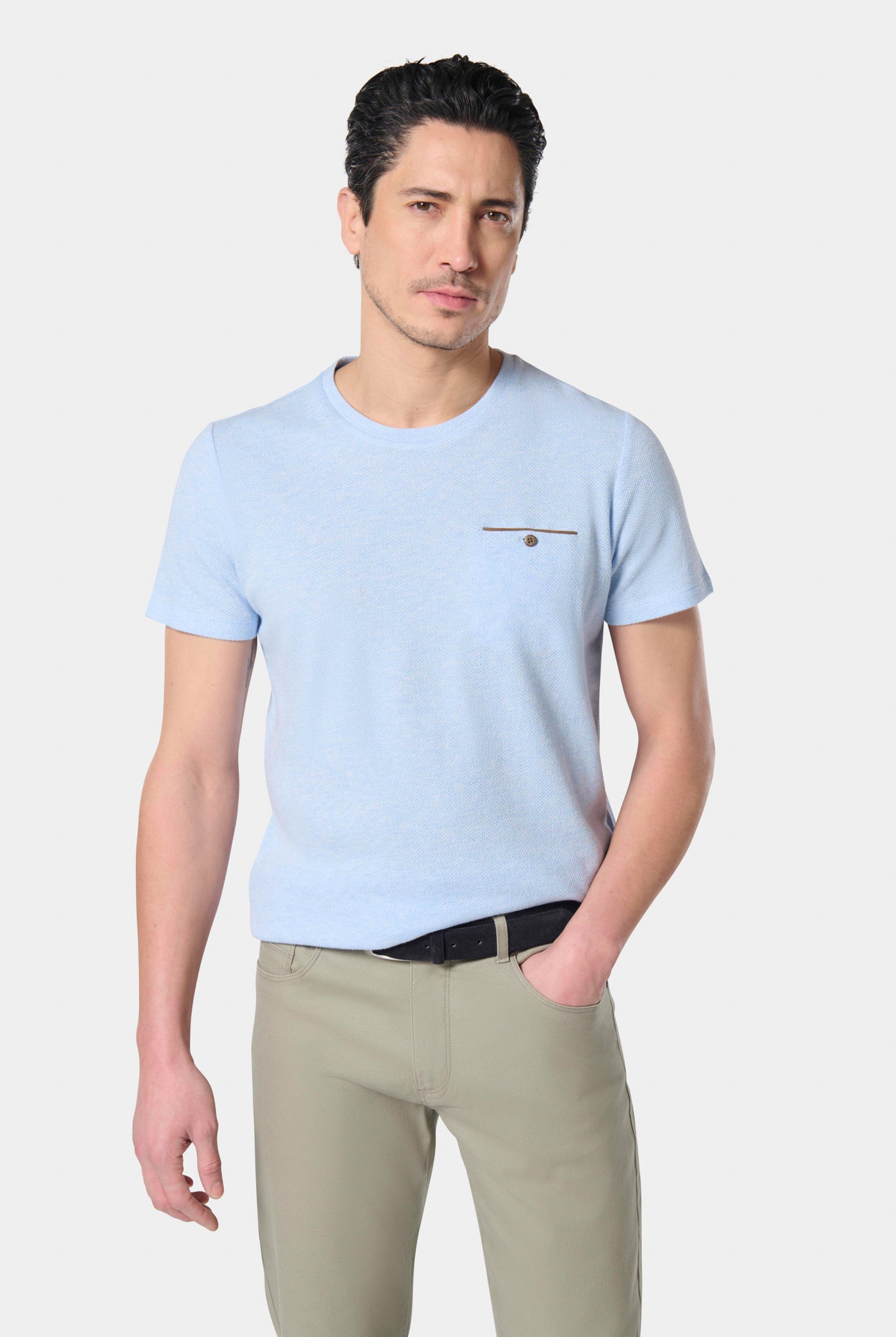 T-shirt, jacquard Jerem, poche poitrine, manches courtes