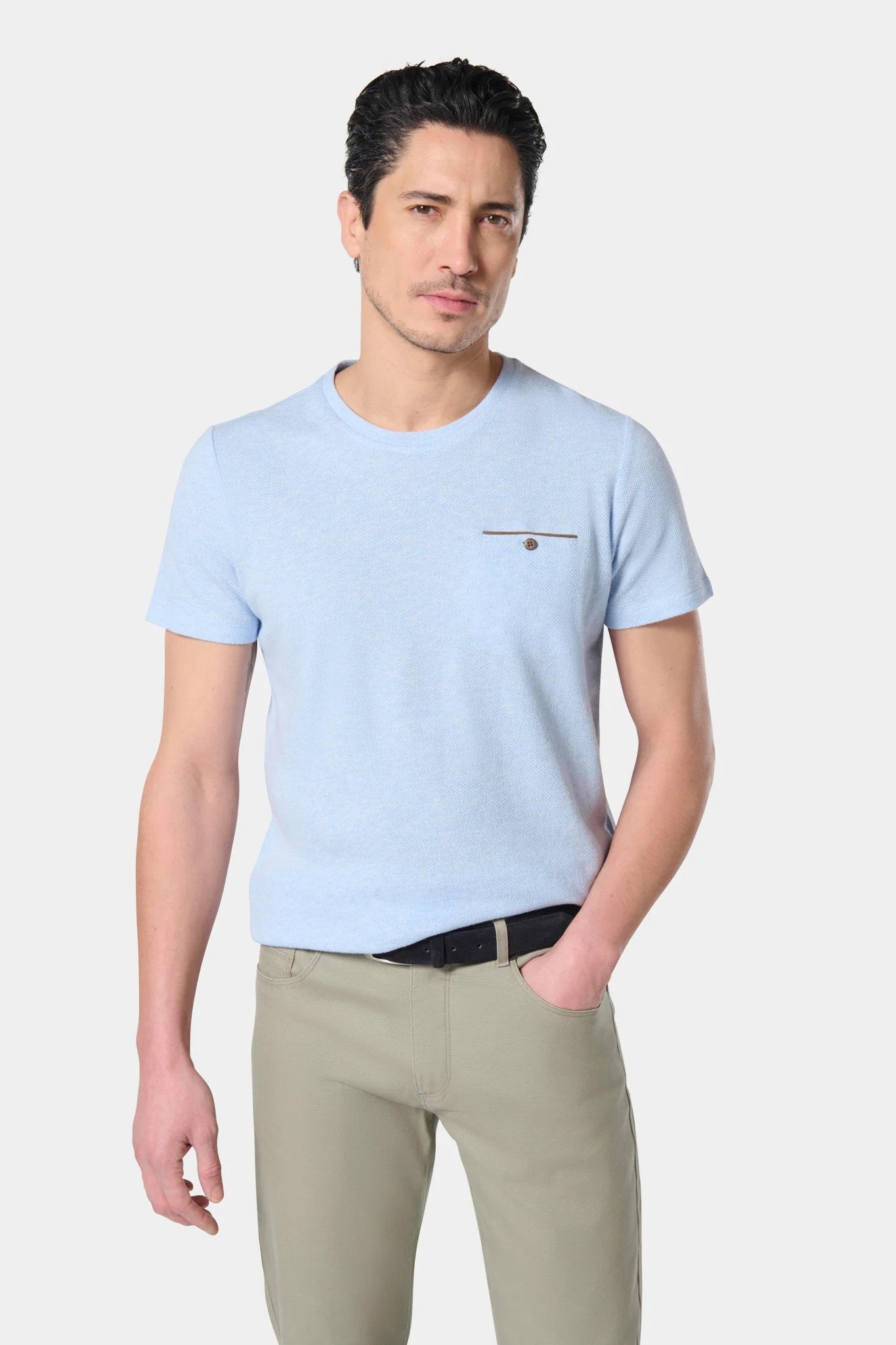 T-shirt, jacquard Jerem, poche poitrine, manches courtes
