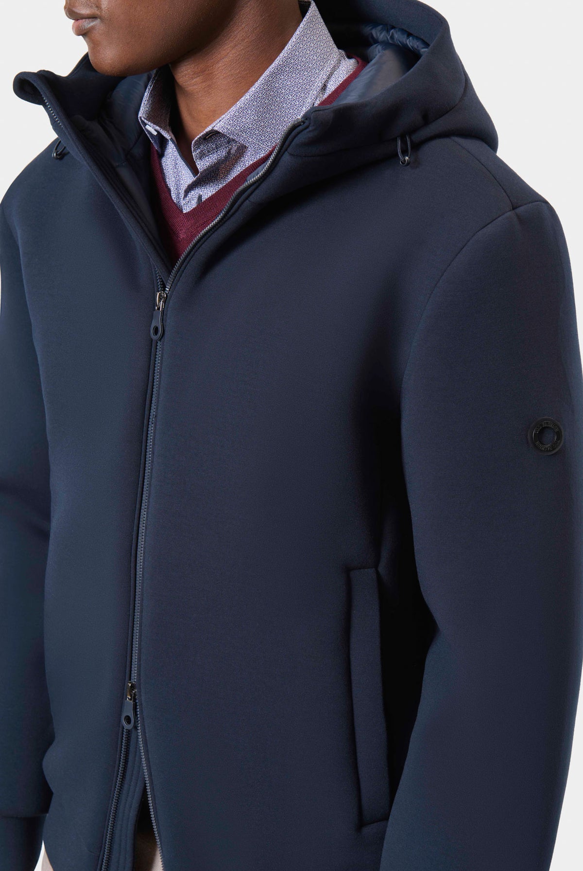 Gilet zippé à capuche en néoprène matelassé Jerem Paris, vue de face