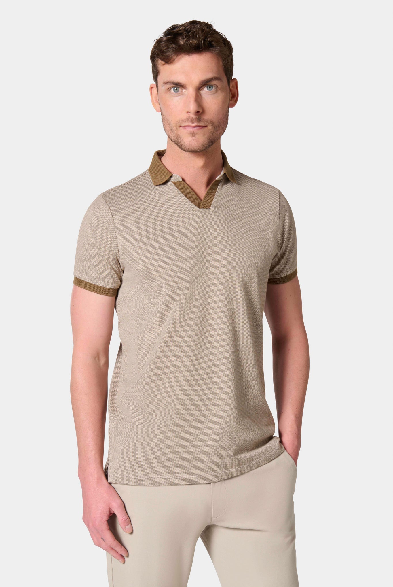 Polo Jerem, col polo, manches courtes, coloris camel