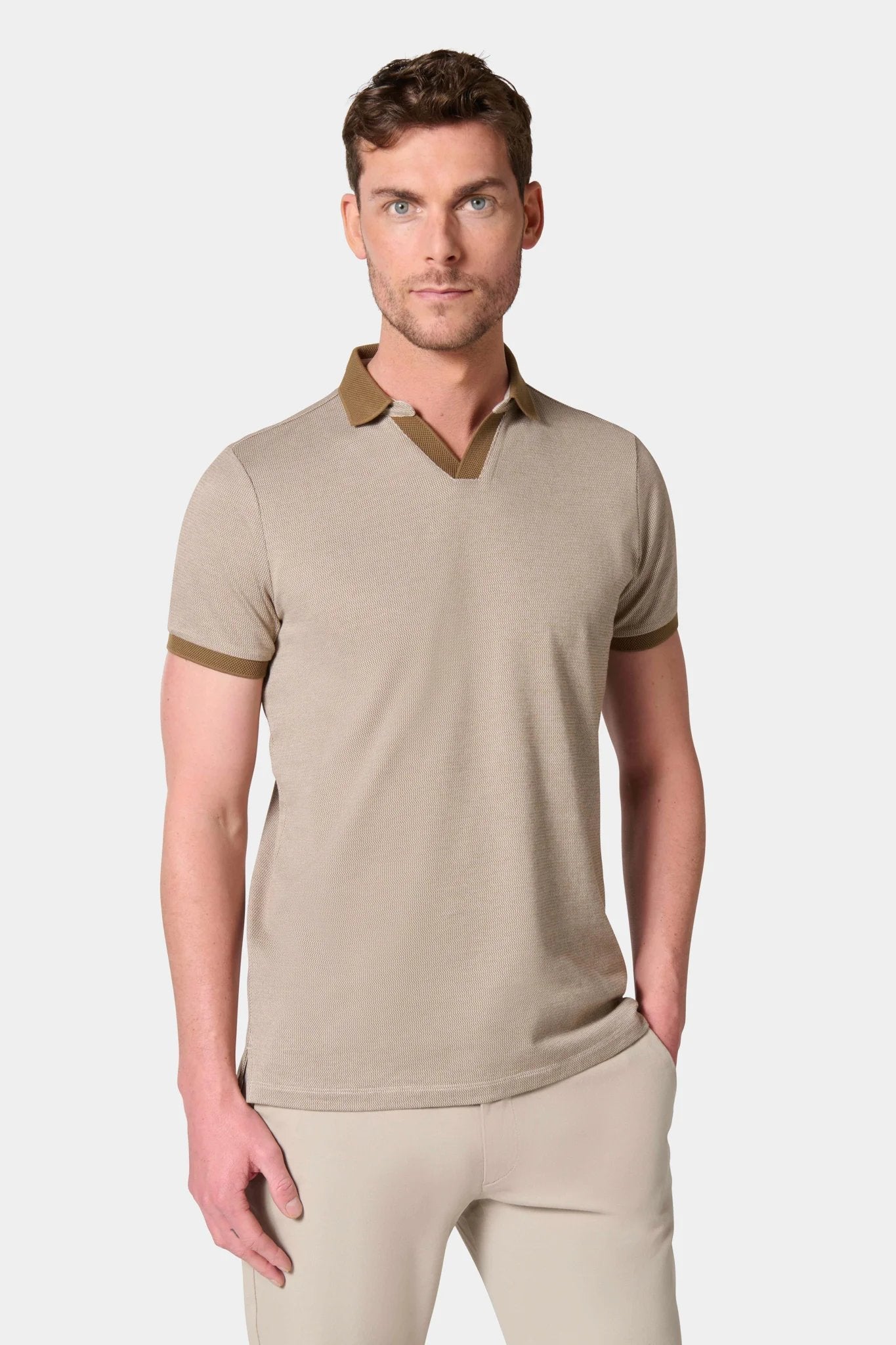 Polo Jerem, col polo, manches courtes, coloris camel