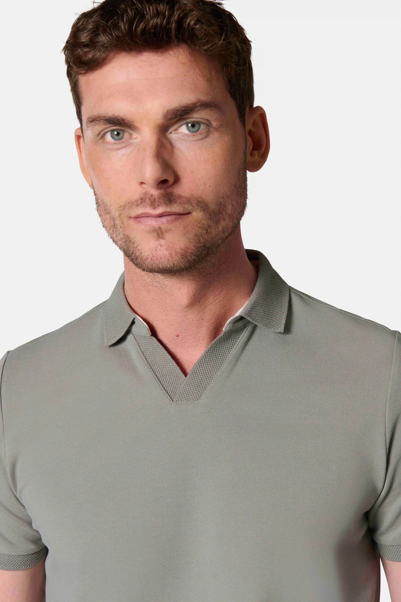 Polo estel, piqué de coton stretch col ouvert manches courtes Jerem, manches courtes, coupe ajustée, coloris gris