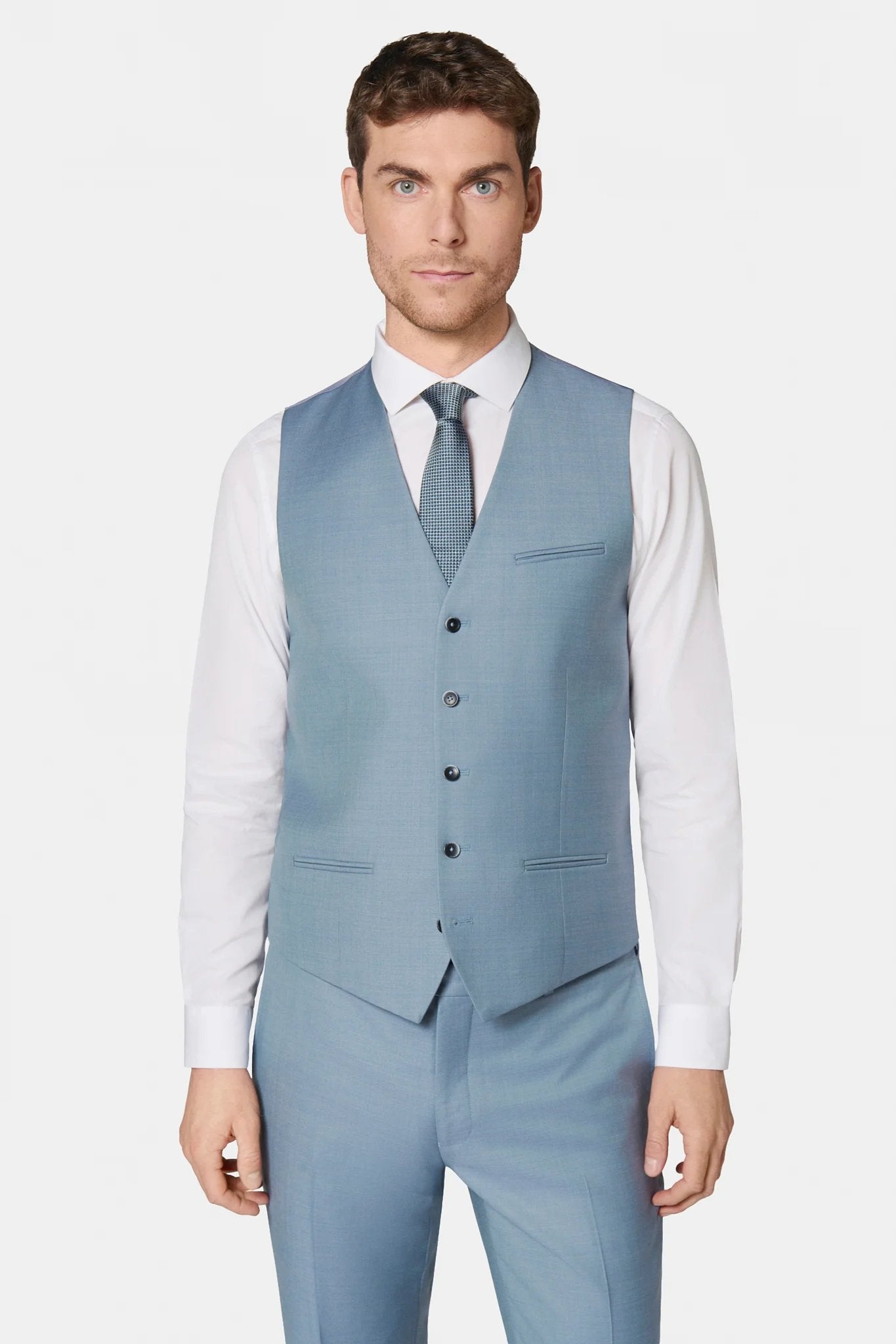 Gilet de costume, laine vierge super 120's « Natural stretch » Jerem, entièrement doublée
