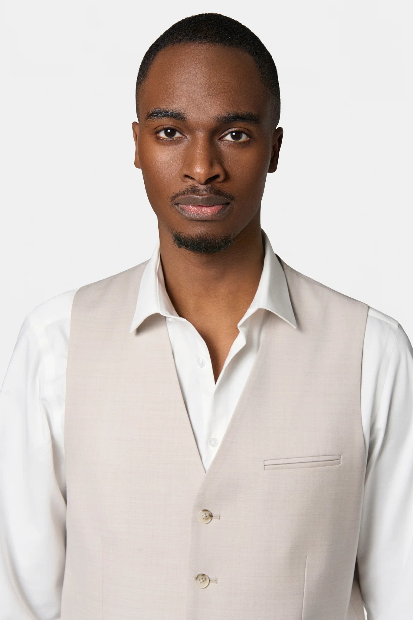 Gilet de costume, laine vierge super 120's « Natural stretch » Jerem, simple boutonnage, entièrement doublée