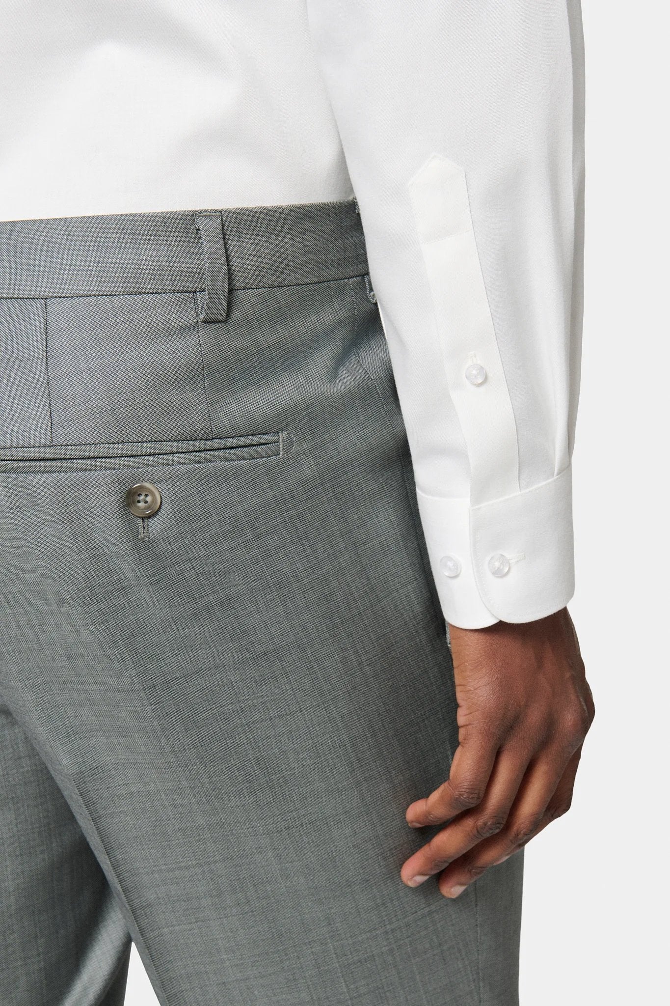 Pantalon de costume, fil à fil de laine vierge Super 120's « Natural stretch » Jerem, intérieur semi-doublé, ceinture sartoriale