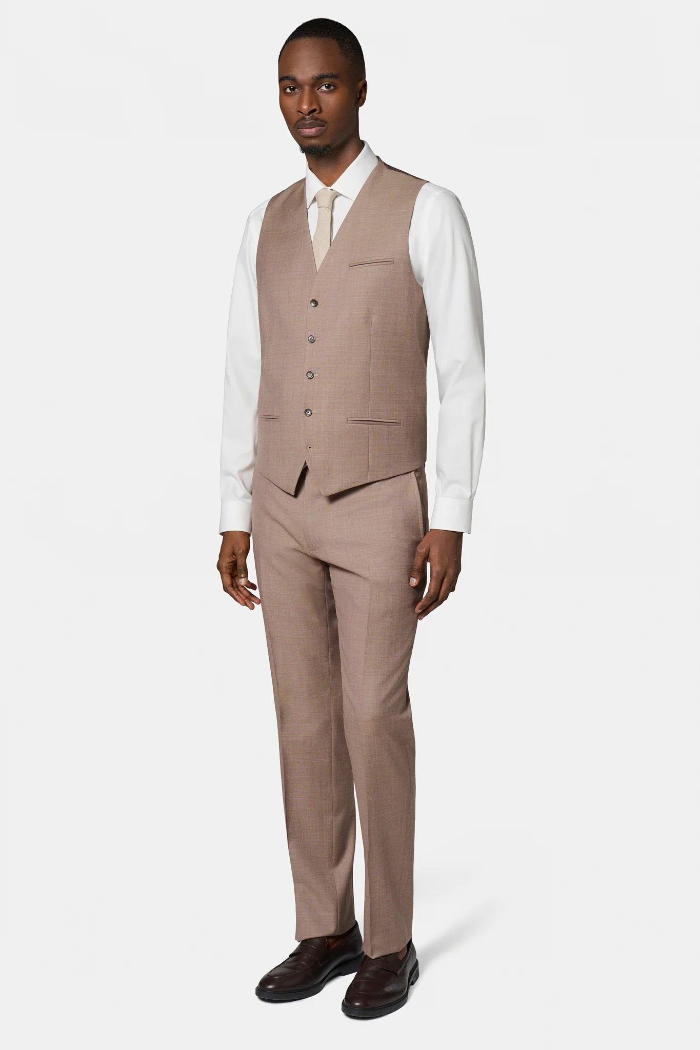Gilet de costume en laine vierge super 120's « Natural stretch » Jerem, entièrement doublée