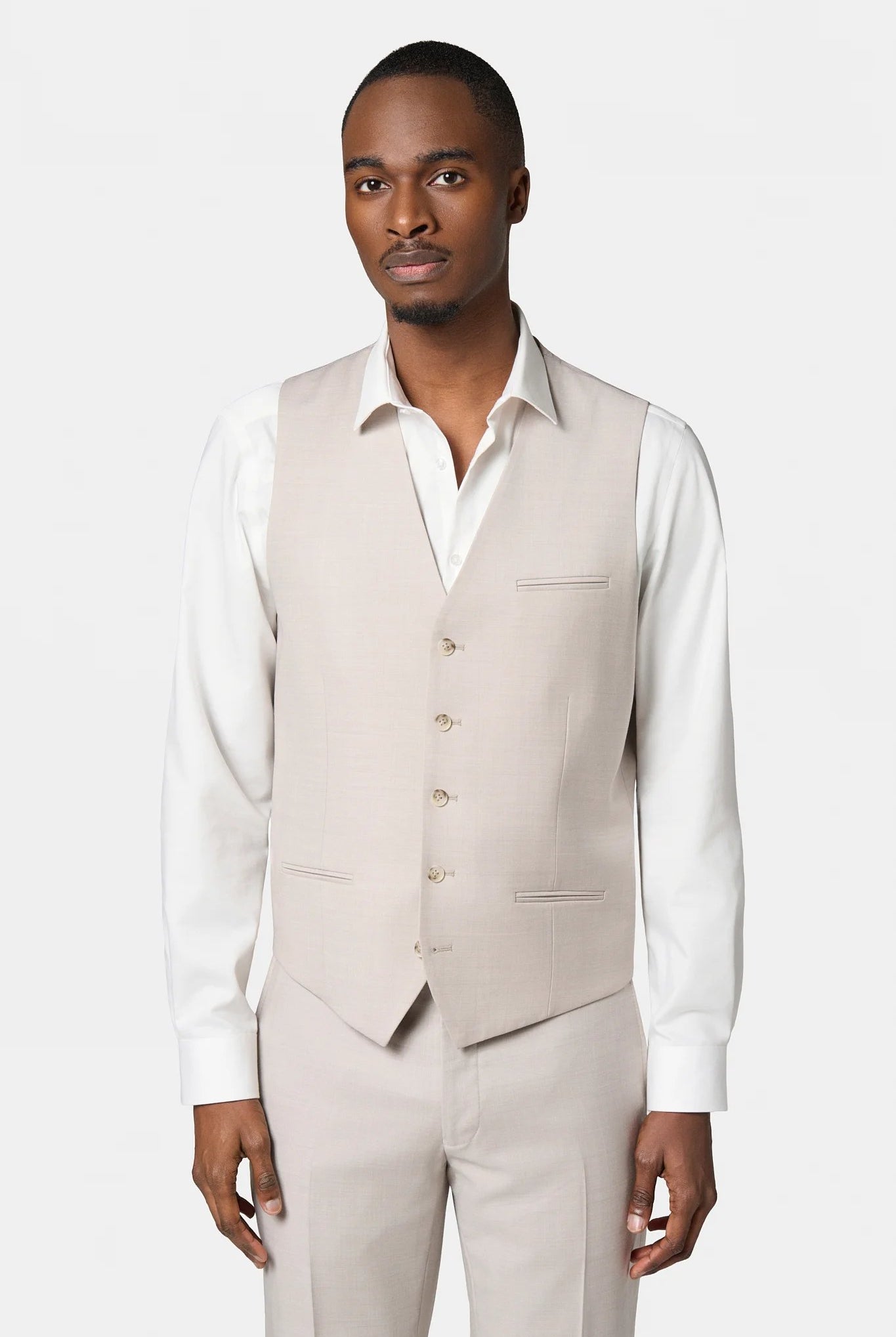 Gilet de costume en laine vierge super 120's « Natural stretch » Jerem, entièrement doublée, simple boutonnage