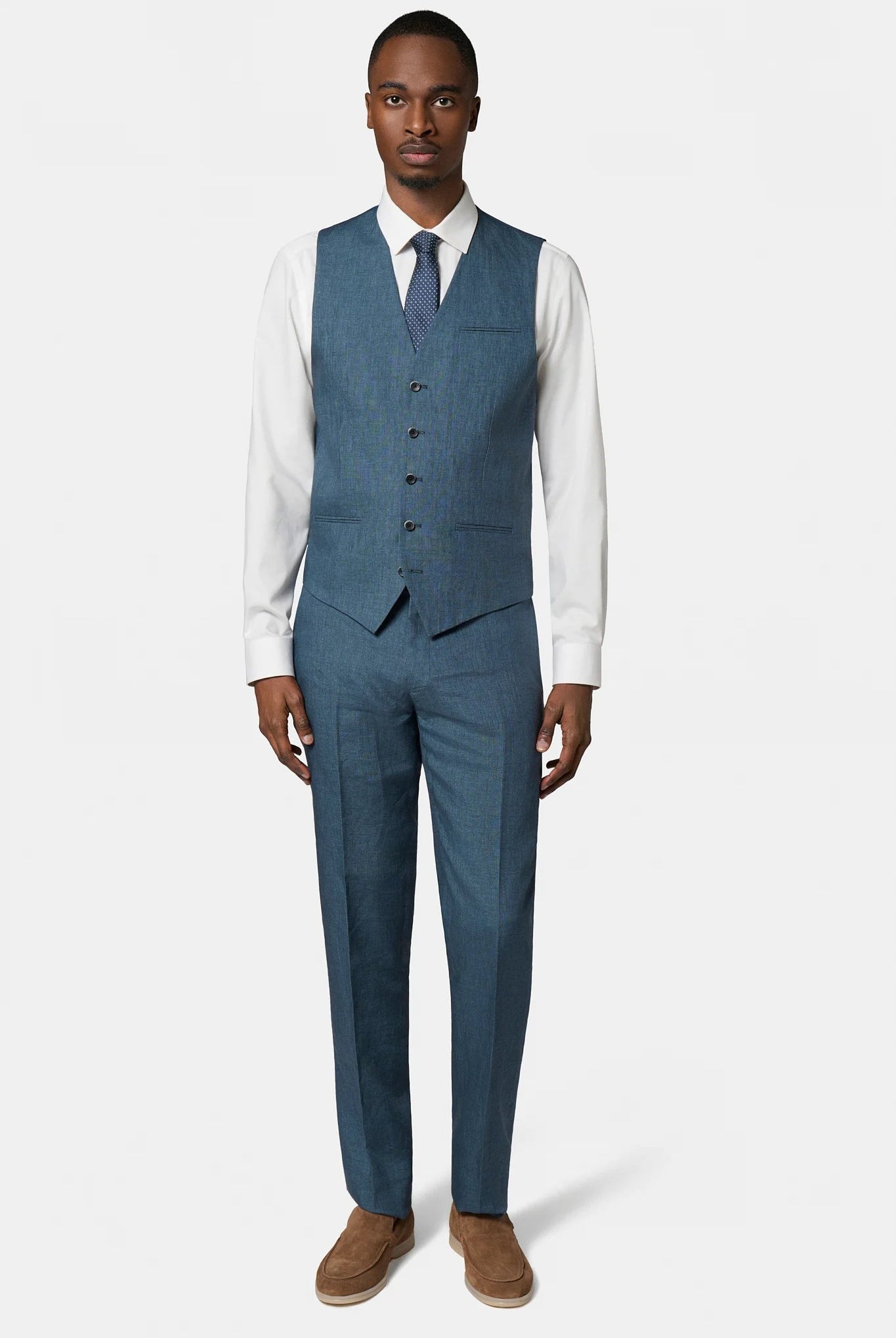 Gilet de costume en pur lin chiné Jerem, entièrement doublée