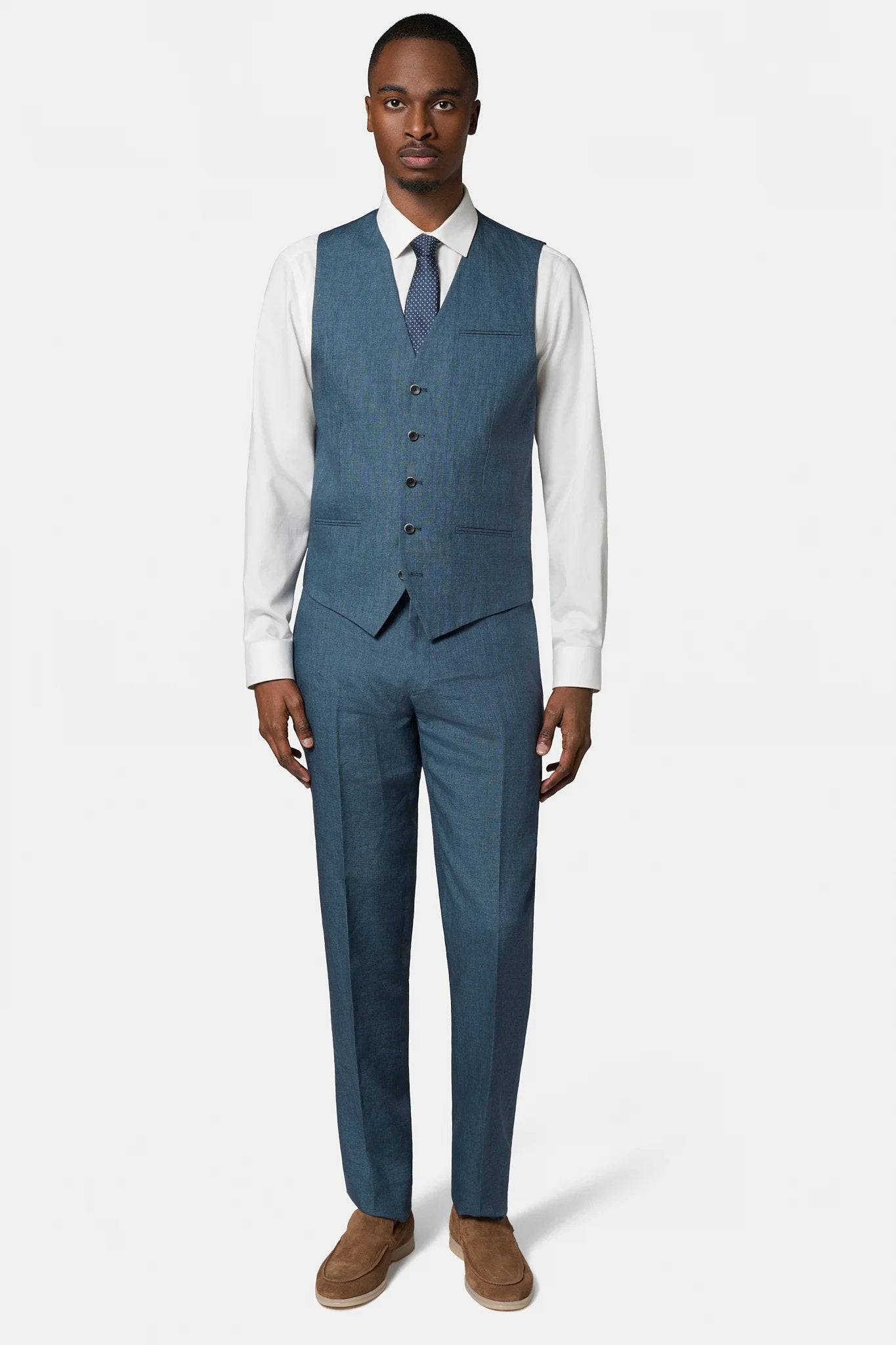 Gilet de costume en pur lin chiné Jerem, entièrement doublée
