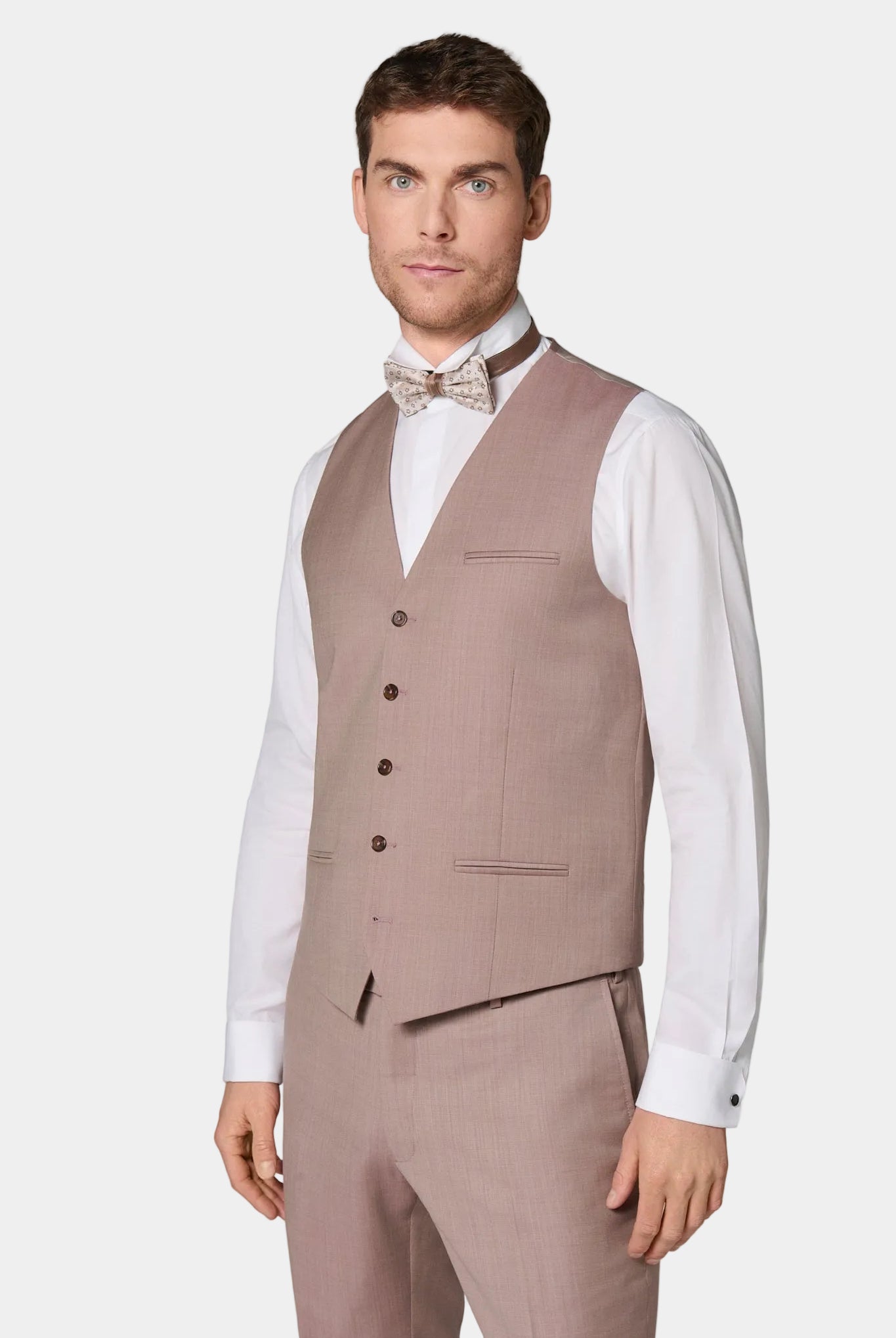Gilet de costume en laine vierge Natural stretch Jerem, entièrement doublée, simple boutonnage