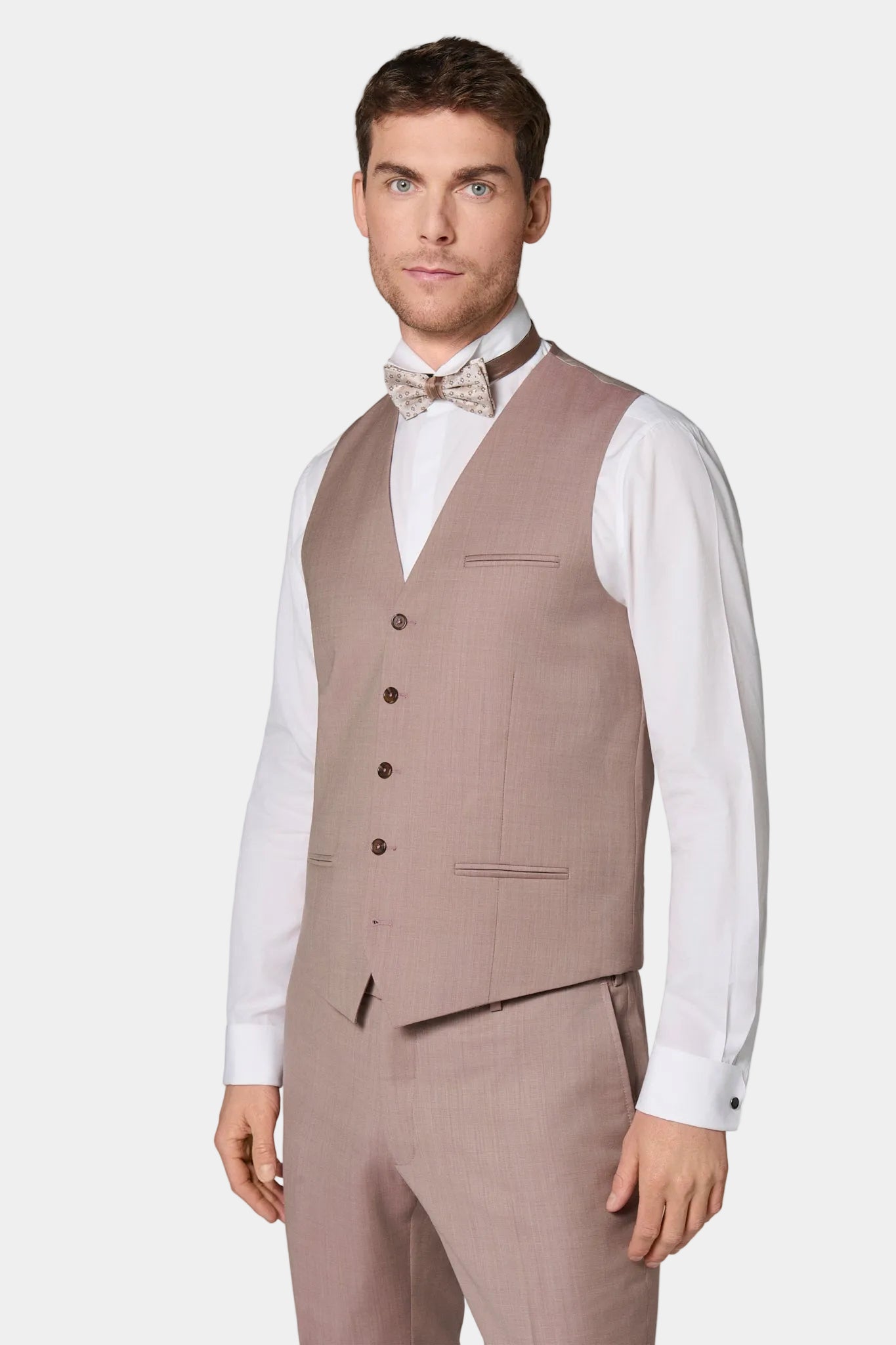 Gilet de costume en laine vierge Natural stretch Jerem, entièrement doublée, simple boutonnage