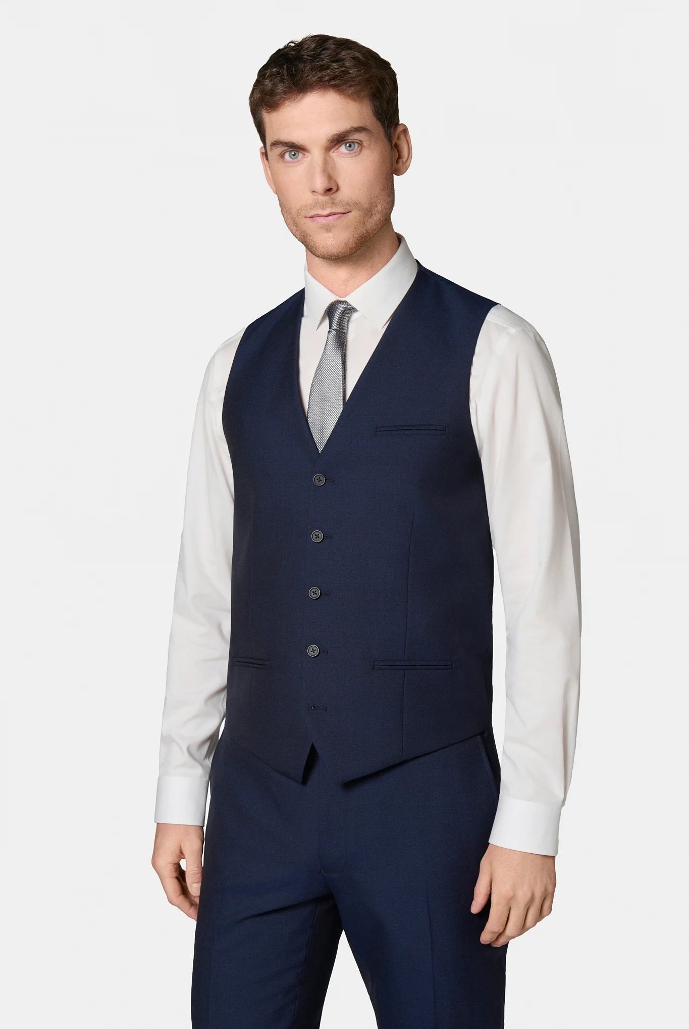 Laine vierge Barberis Super 110's — Gilet de costume Jerem, entièrement doublée, simple boutonnage
