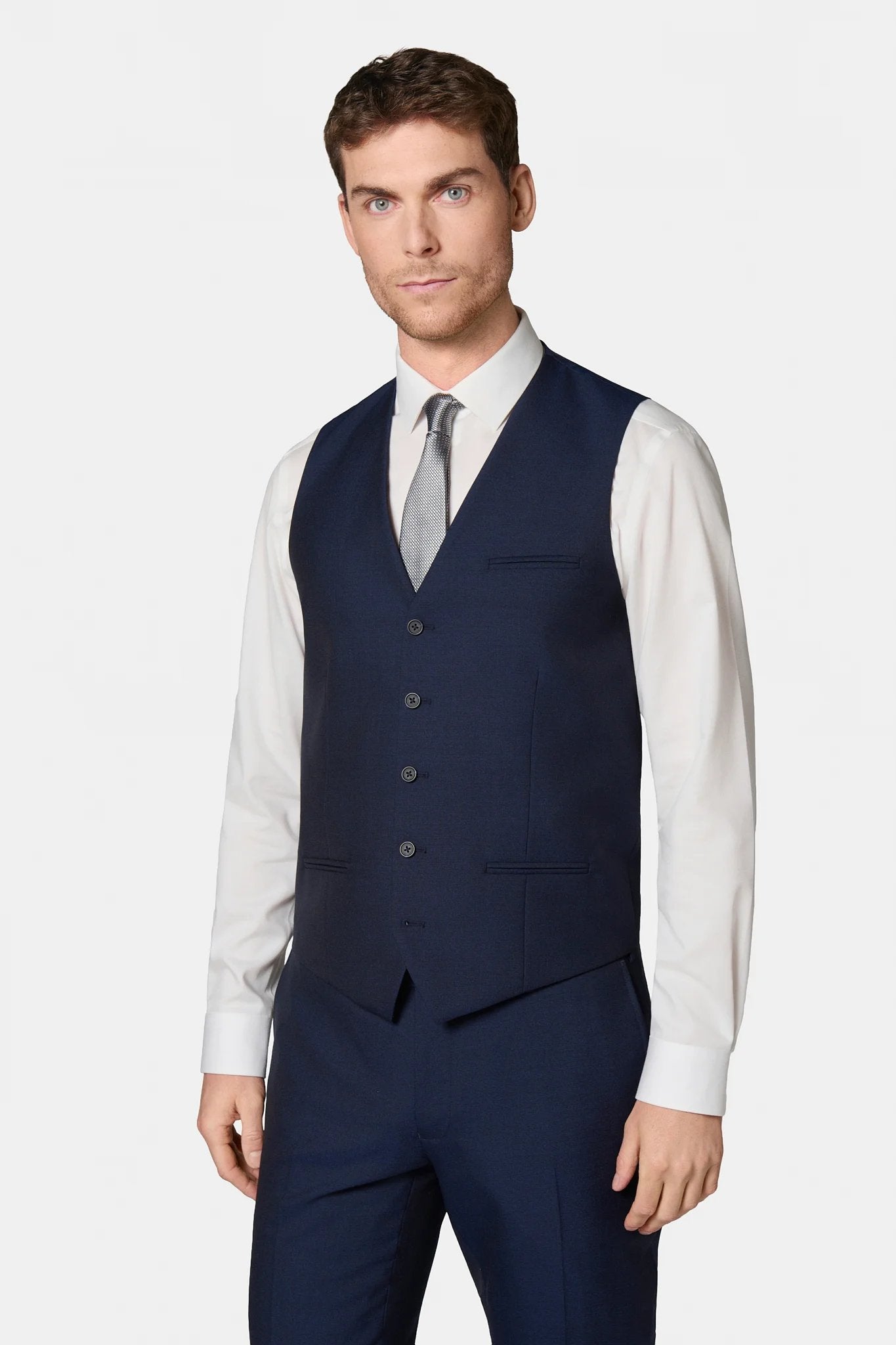 Laine vierge Barberis Super 110's — Gilet de costume Jerem, entièrement doublée, simple boutonnage