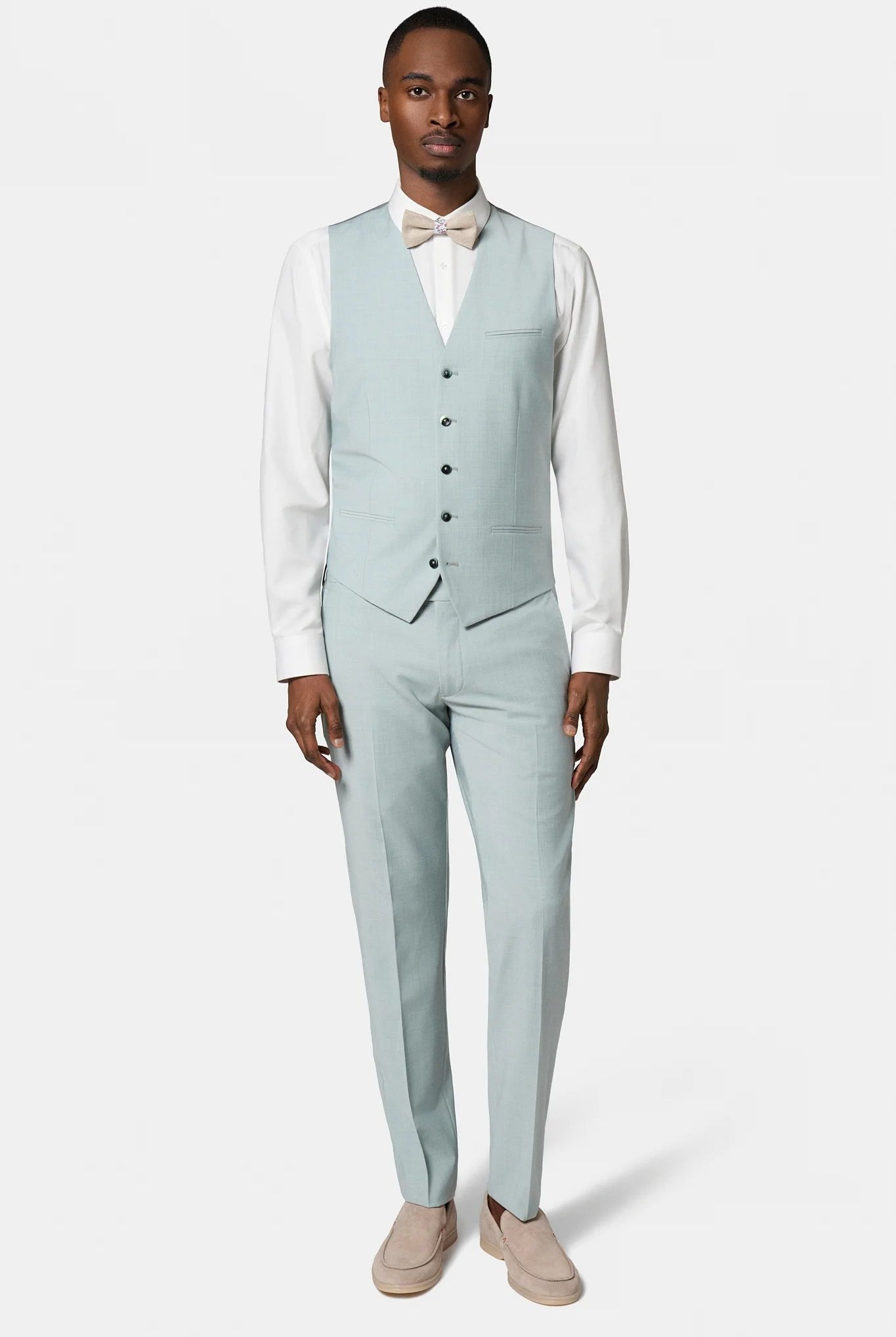 Laine mélangée chinée — Gilet de costume Jerem, entièrement doublée, simple boutonnage
