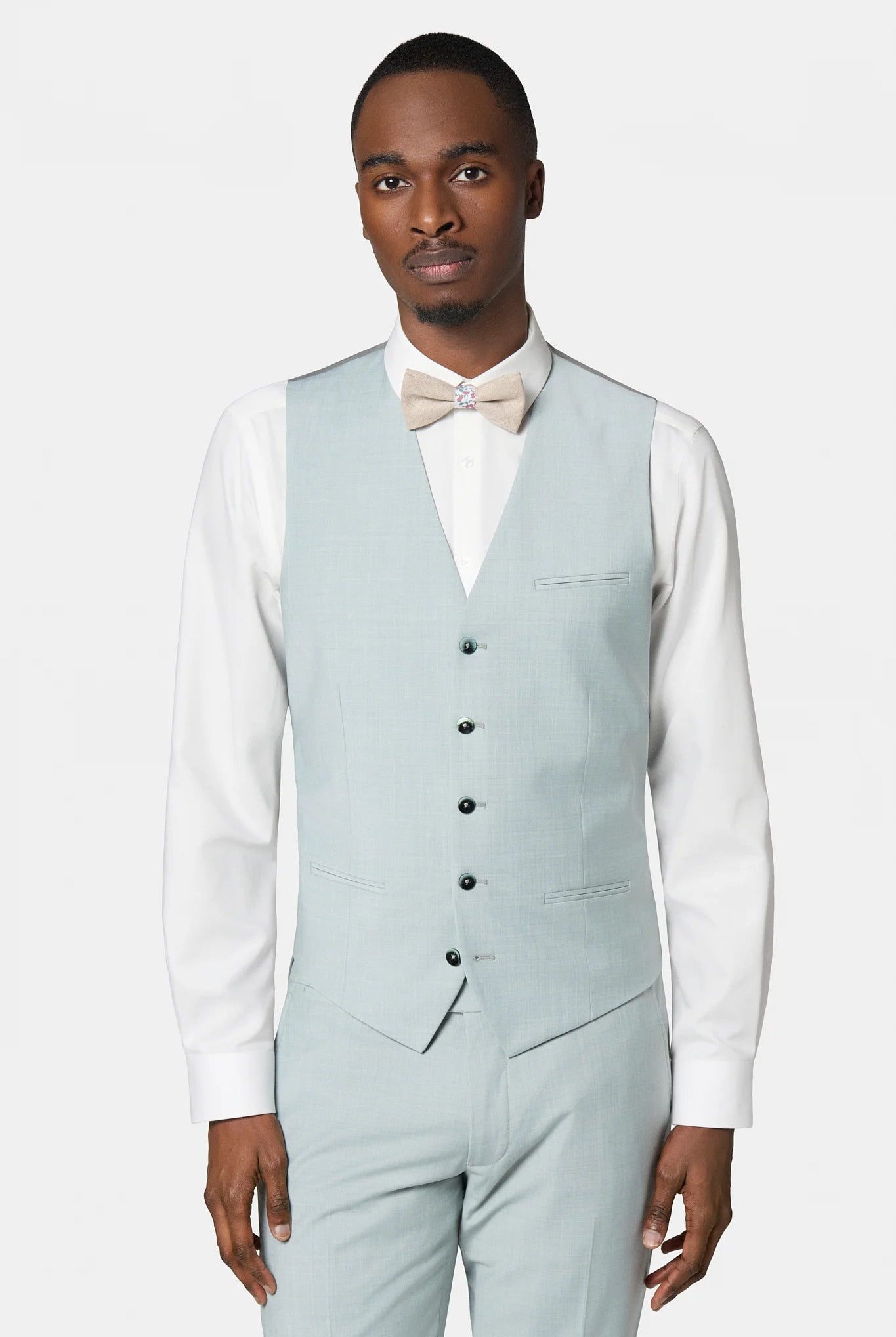 Gilet de costume en laine mélangée chinée Jerem, entièrement doublée, simple boutonnage