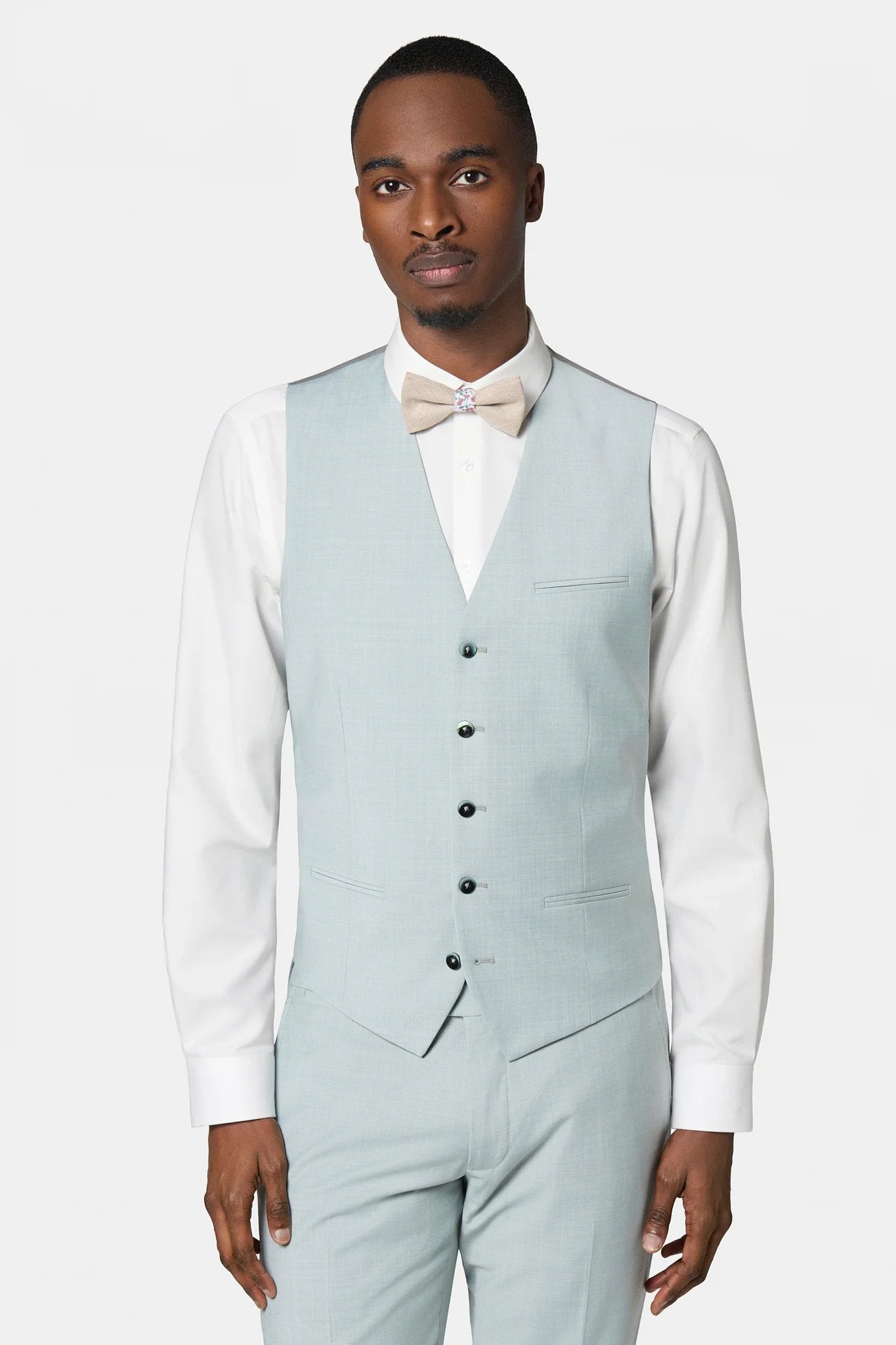 Gilet de costume en laine mélangée chinée Jerem, entièrement doublée, simple boutonnage