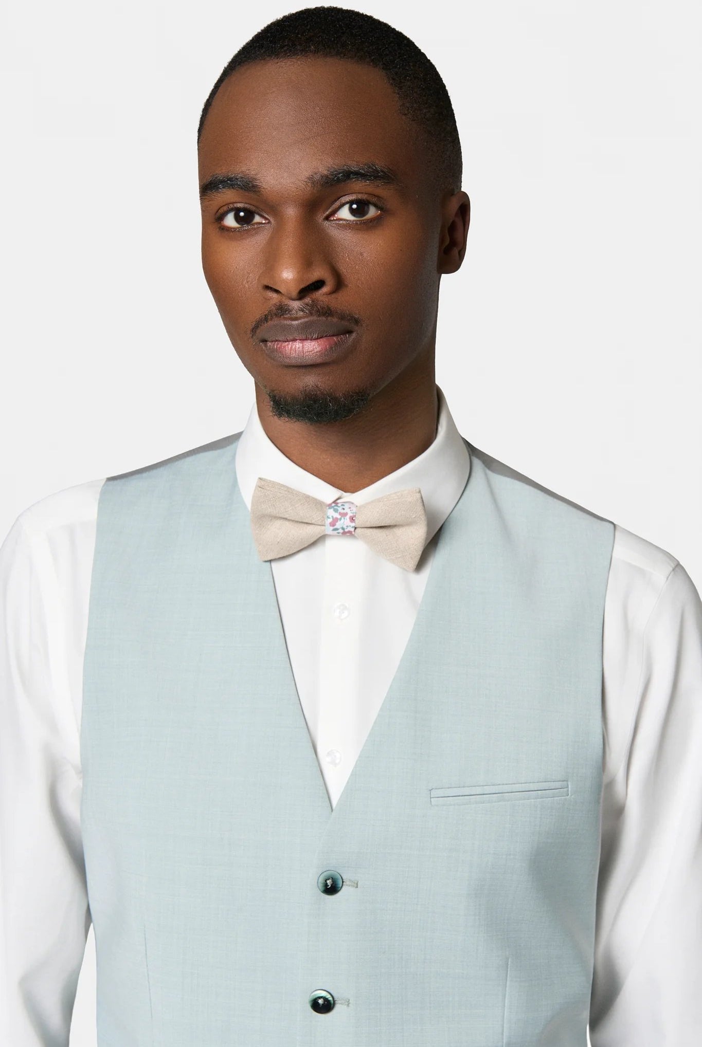 Gilet de costume, laine mélangée chinée Jerem, simple boutonnage, entièrement doublée