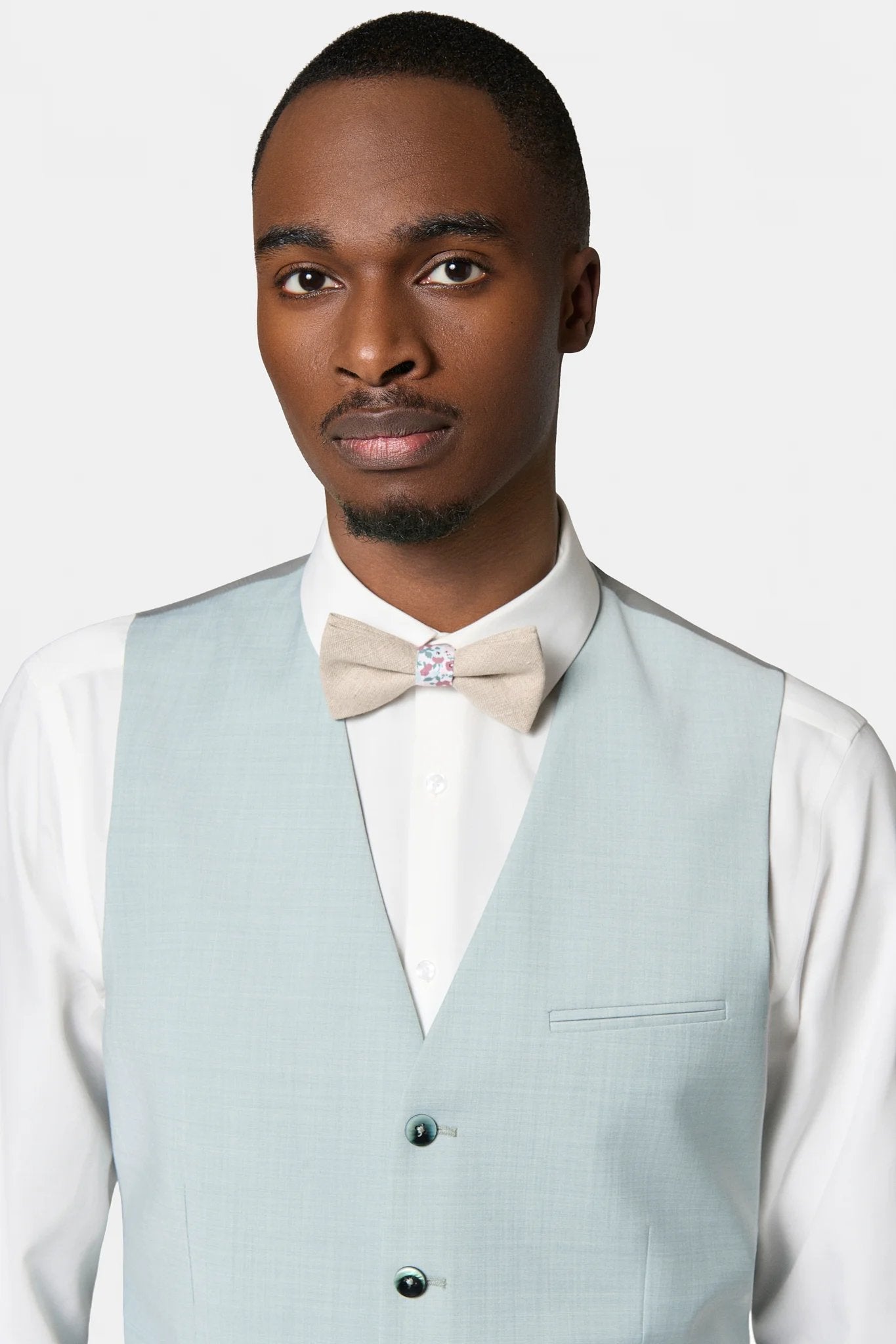 Gilet de costume, laine mélangée chinée Jerem, simple boutonnage, entièrement doublée