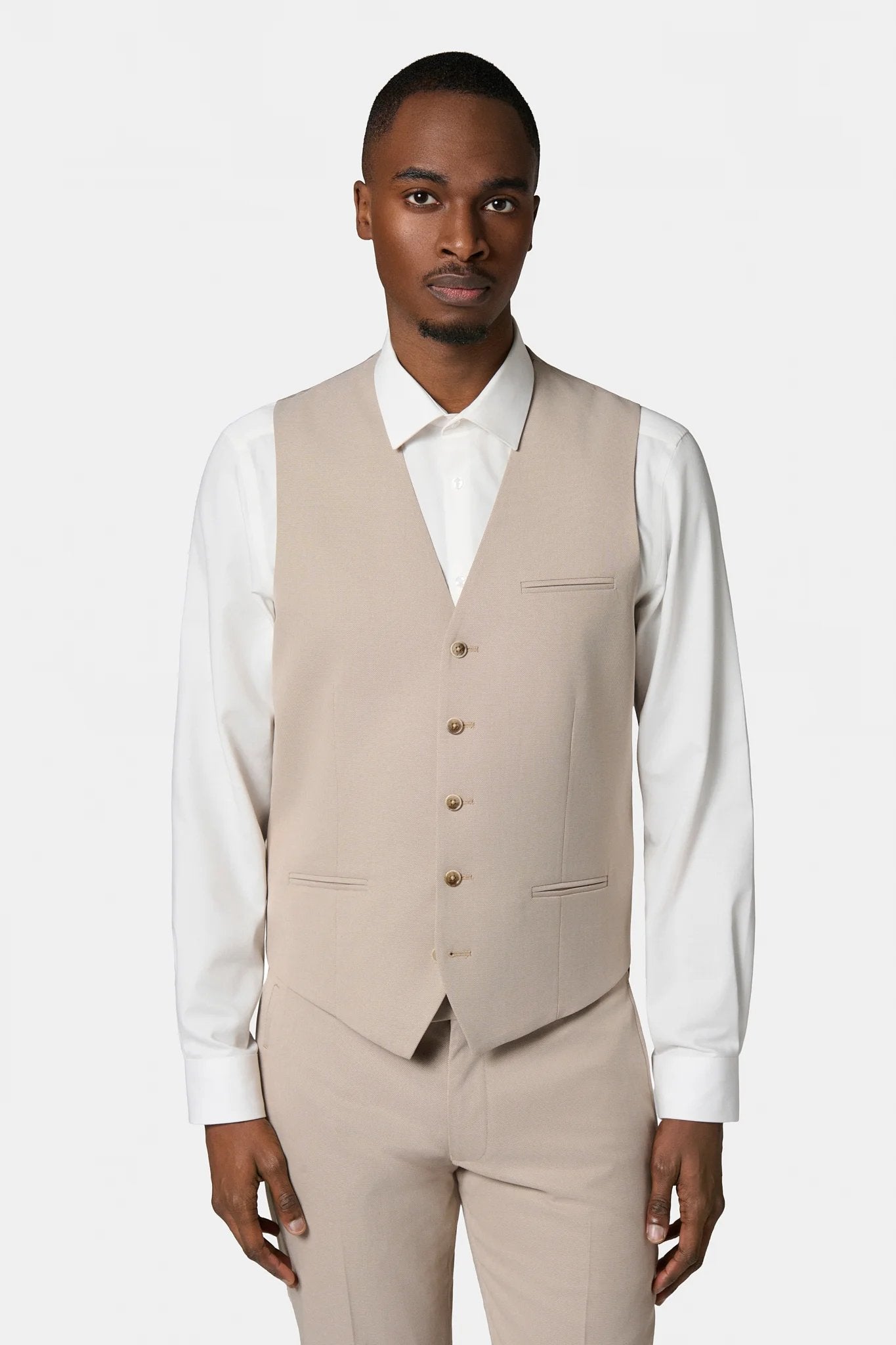 Gilet de costume ajustable stretch Jerem, entièrement doublée, simple boutonnage