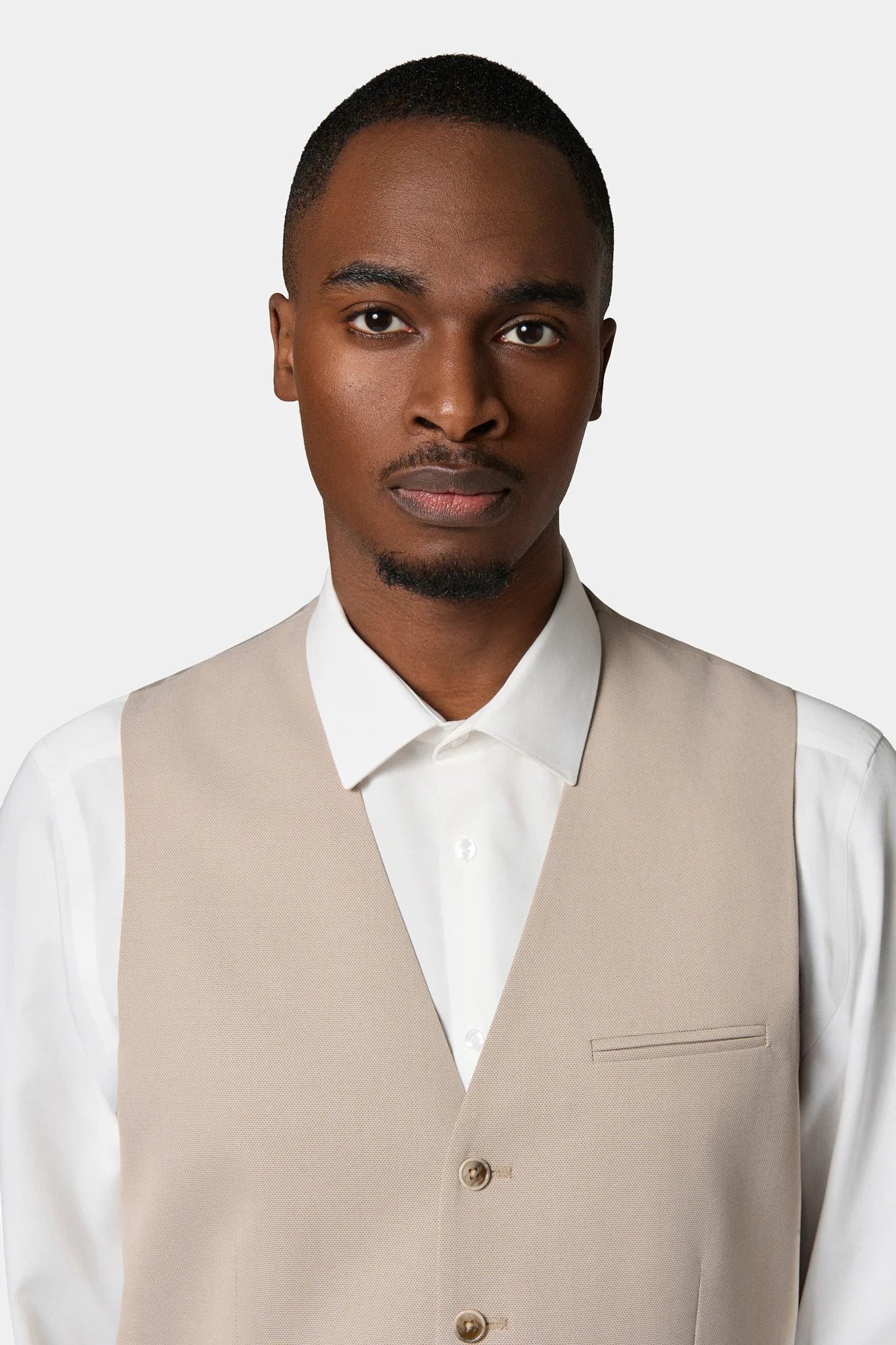 Gilet de costume ajustable stretch Jerem, simple boutonnage, entièrement doublée
