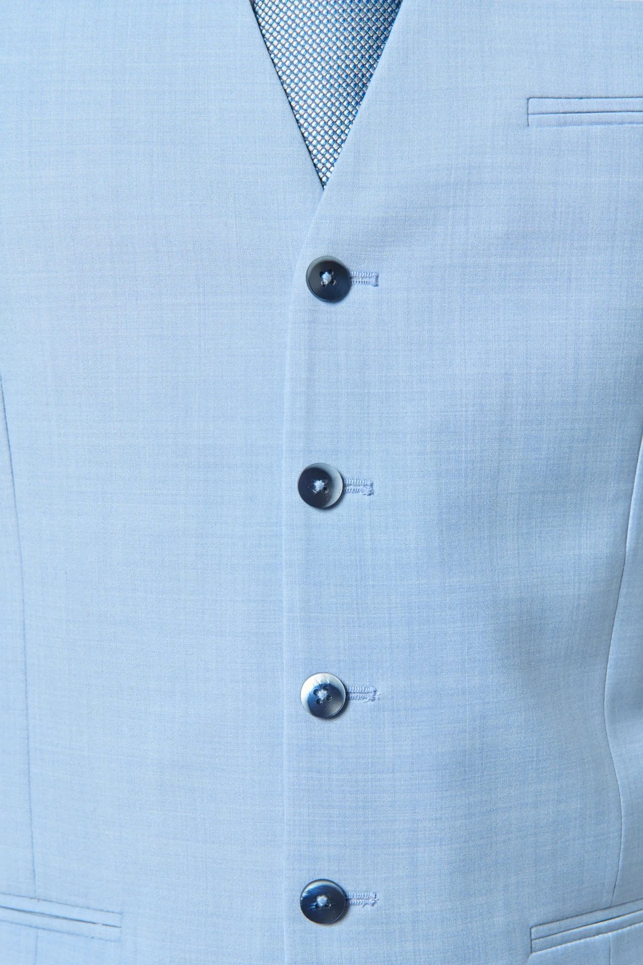 Gilet de costume bi-stretch, laine mélangée chinée Jerem, simple boutonnage, entièrement doublée