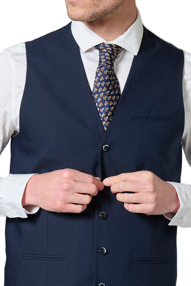 Gilet de costume ajustable Jerem, simple boutonnage, entièrement doublée