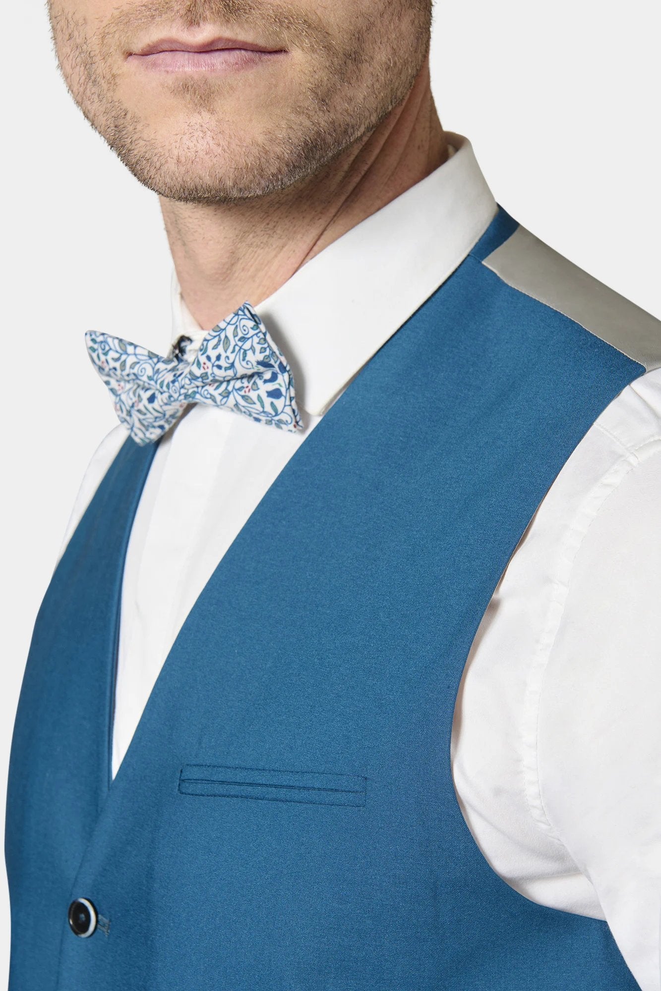 Gilet de costume ajustable, sergé technique stretch Jerem, simple boutonnage, entièrement doublée