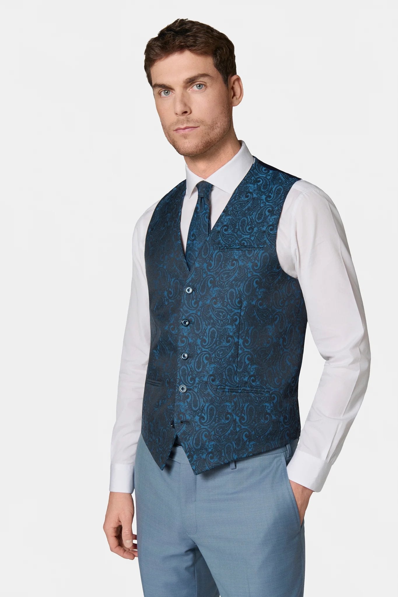 Jacquard motif cachemire — Gilet de cérémonie Jerem, entièrement doublée
