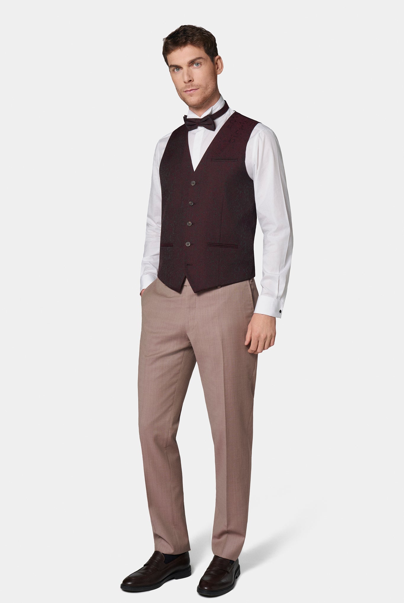 Jacquard motif cachemire — Gilet de cérémonie Jerem, entièrement doublée, simple boutonnage