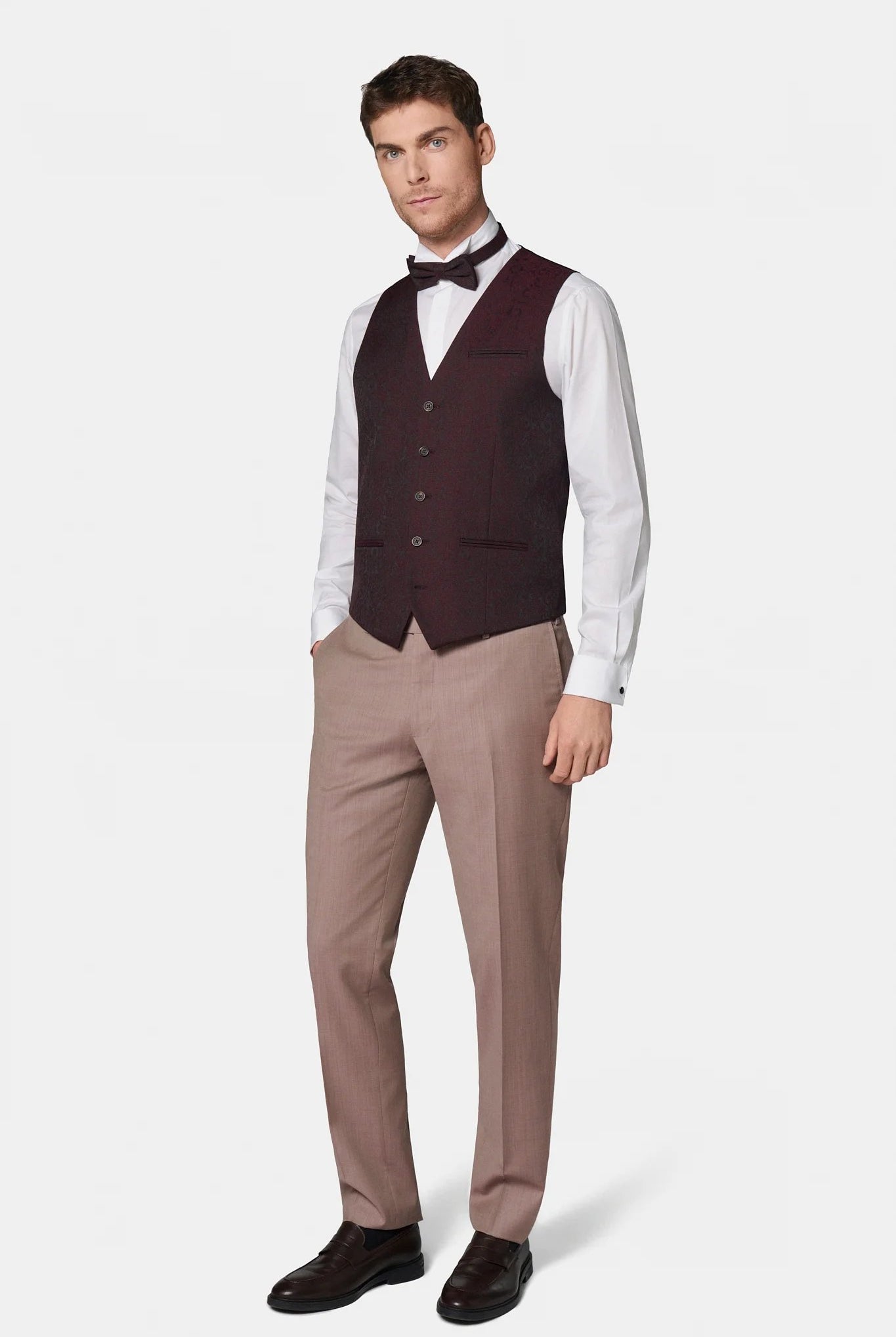 Jacquard motif cachemire — Gilet de cérémonie Jerem, entièrement doublée, simple boutonnage