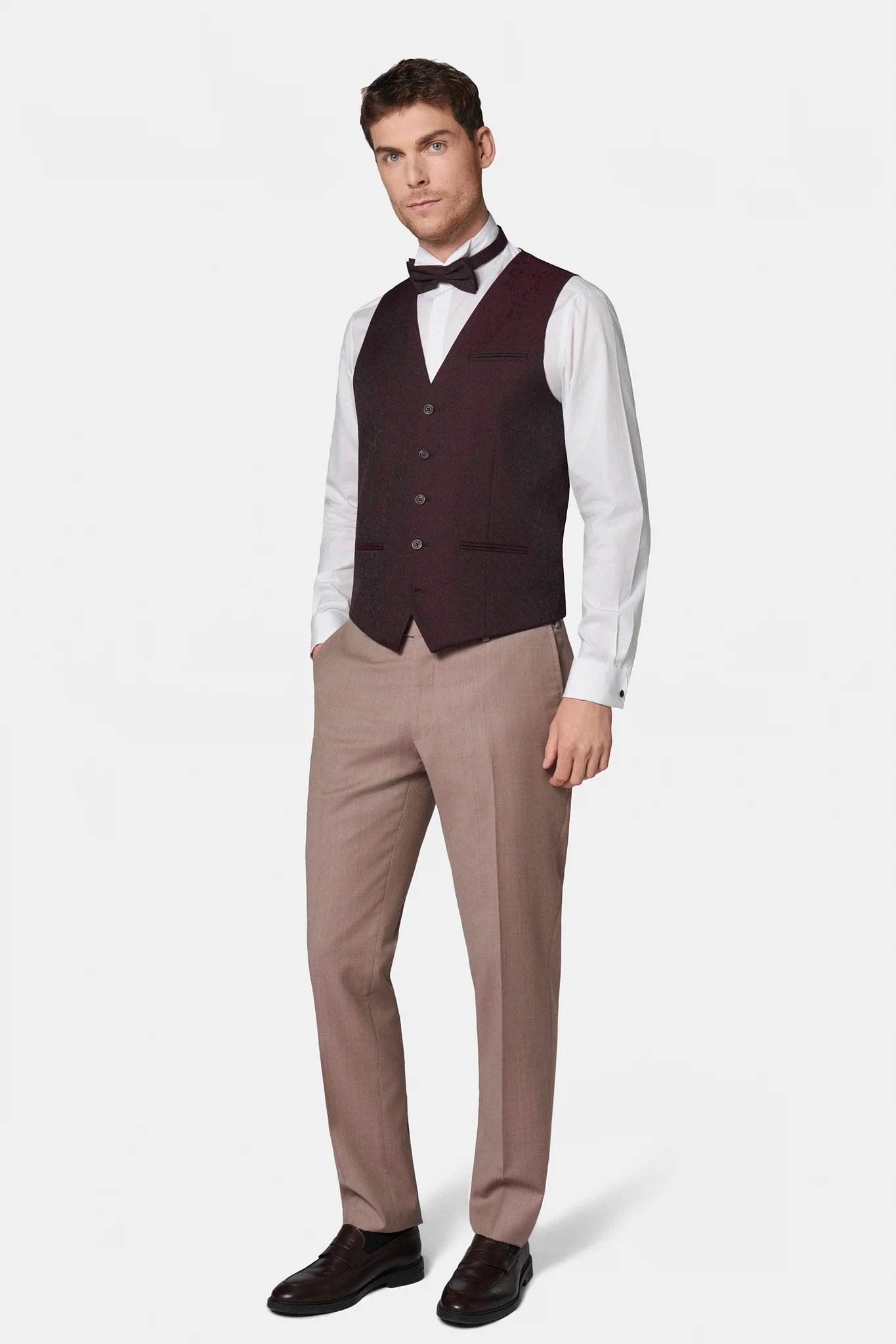 Jacquard motif cachemire — Gilet de cérémonie Jerem, entièrement doublée, simple boutonnage